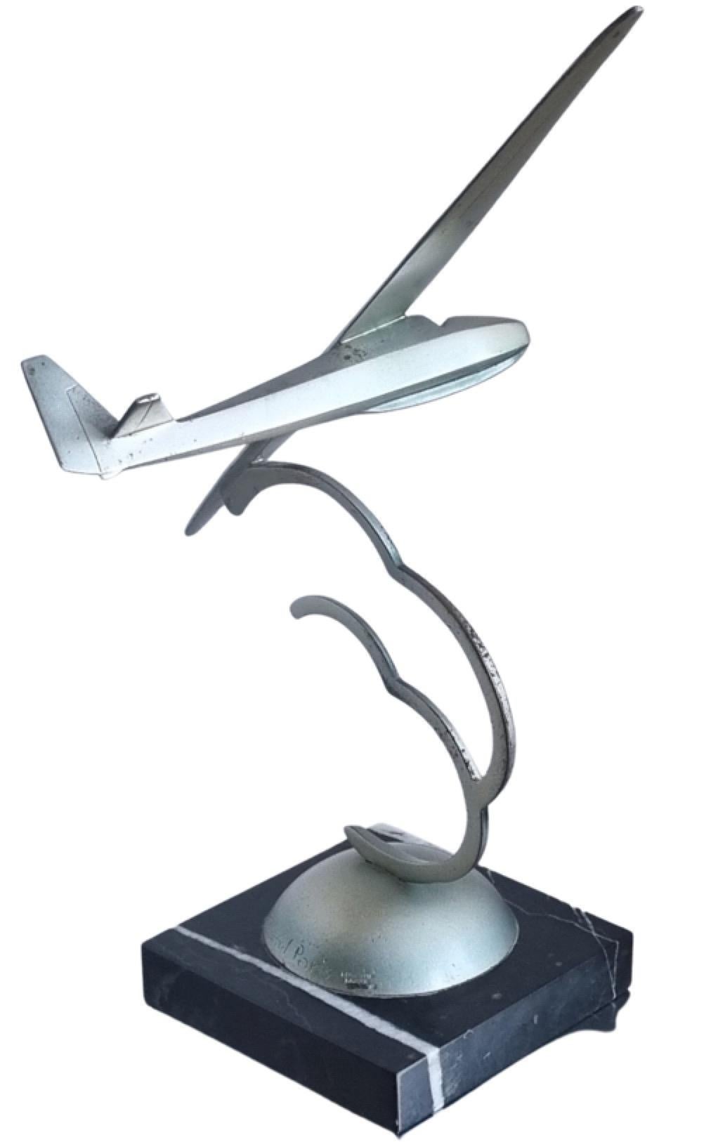 Mid-20th Century Roland Paris Bronze Statue Glider 1933 Schneider Grunau Baby Glider For Sale