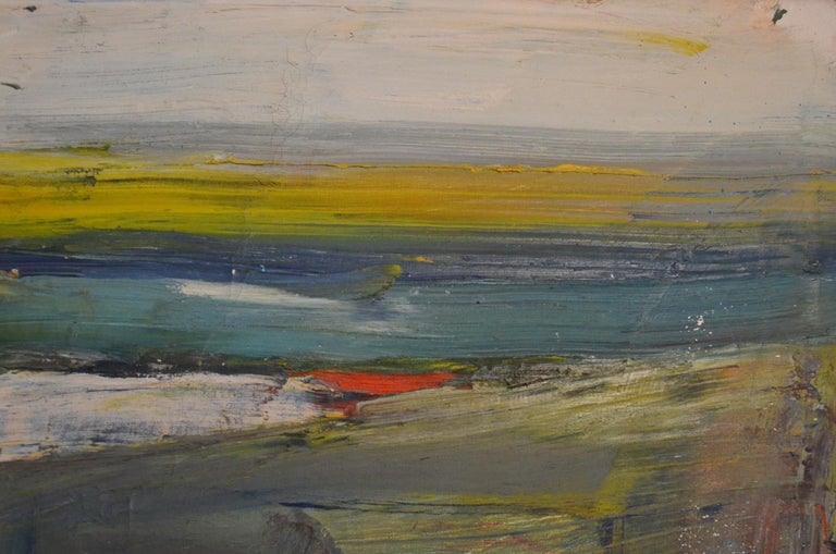 Roland Petersen Leaving the Picnic, framed 1960 abstract landscape