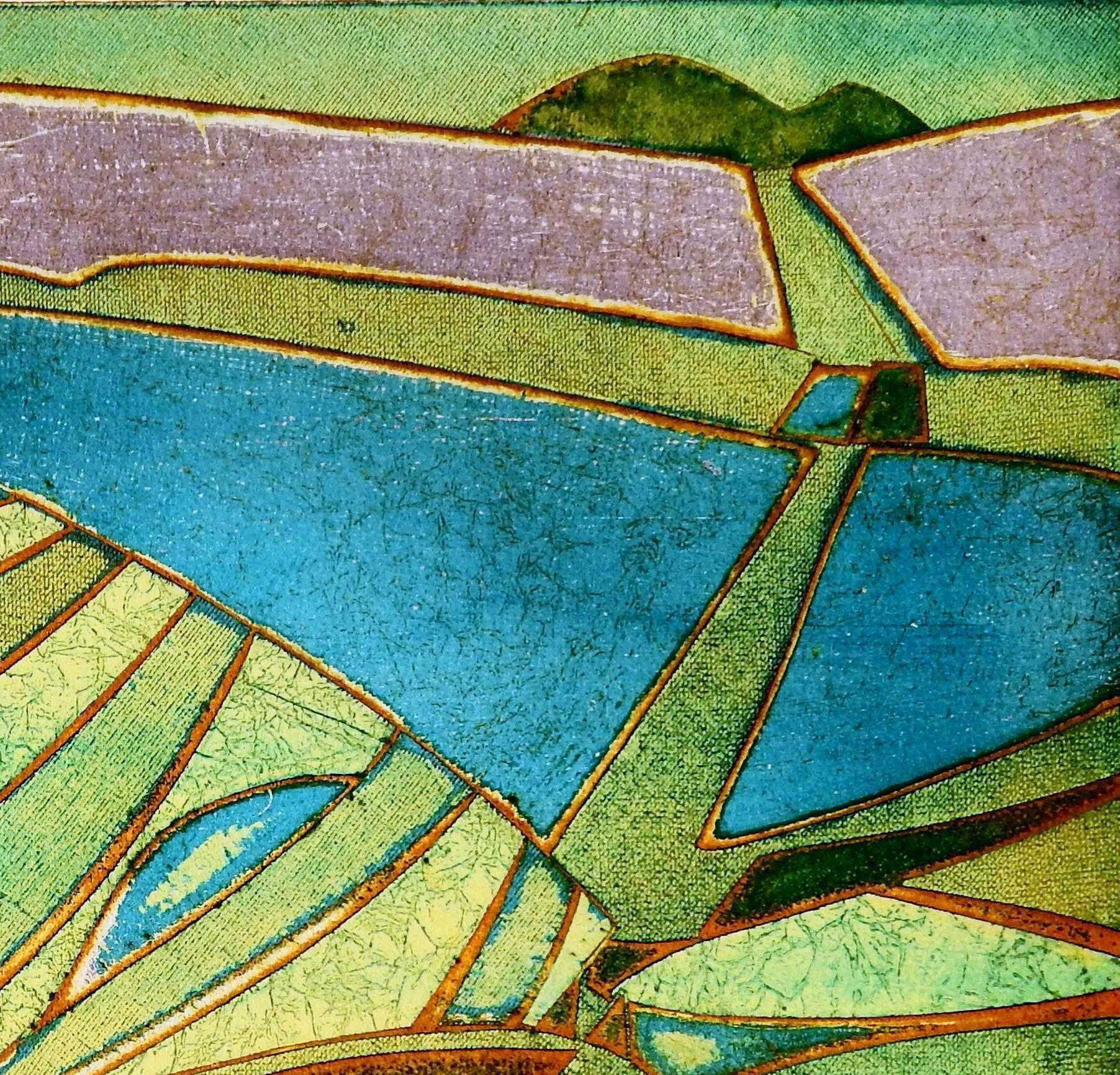 Acquaforte astratta a colori di Roland Petersen, motivo Whiskeytown in vendita 3