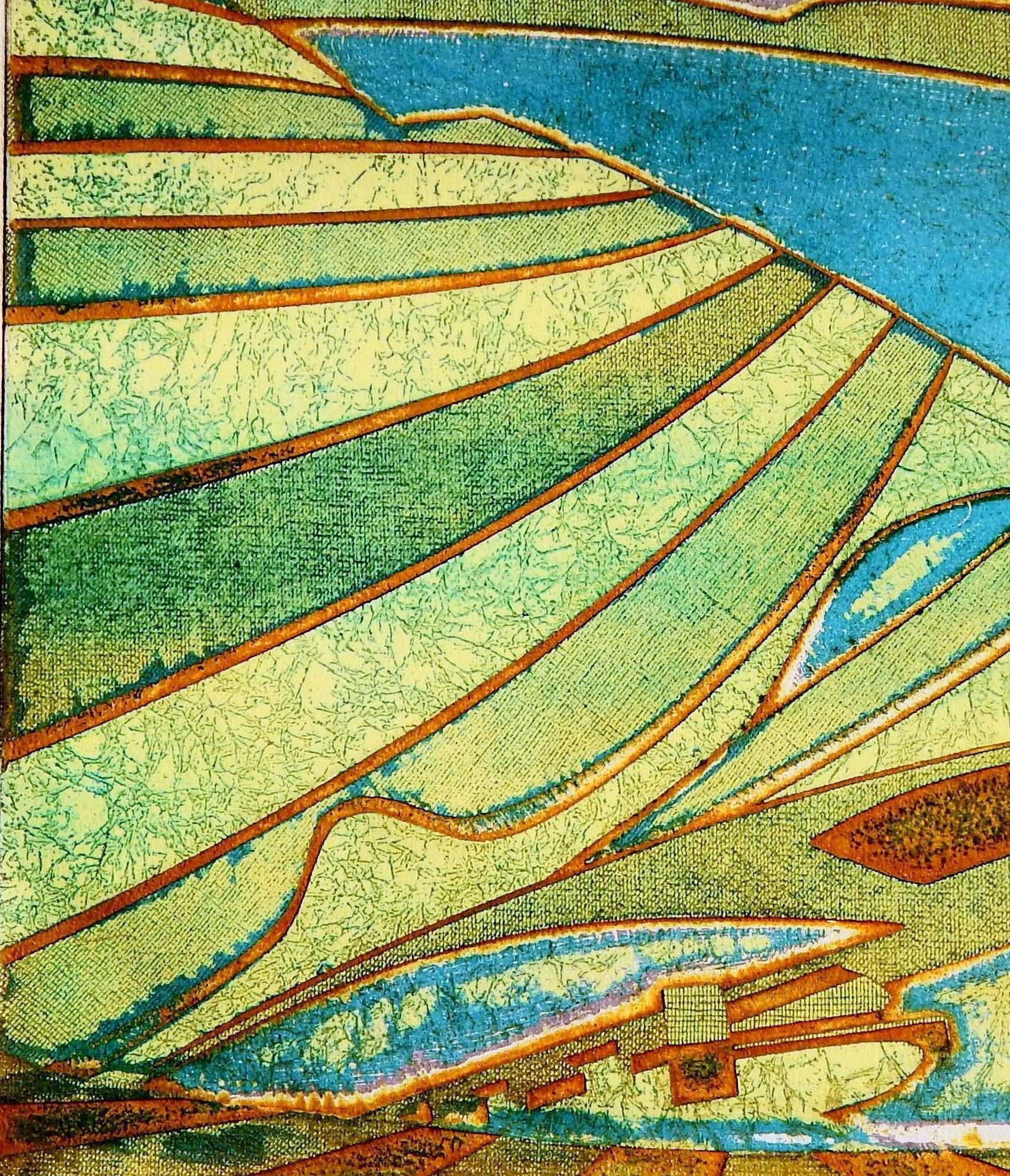 Acquaforte astratta a colori di Roland Petersen, motivo Whiskeytown in vendita 4