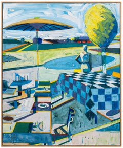 Waiting Figure - Post War Abstract Landscape Painting, 1967