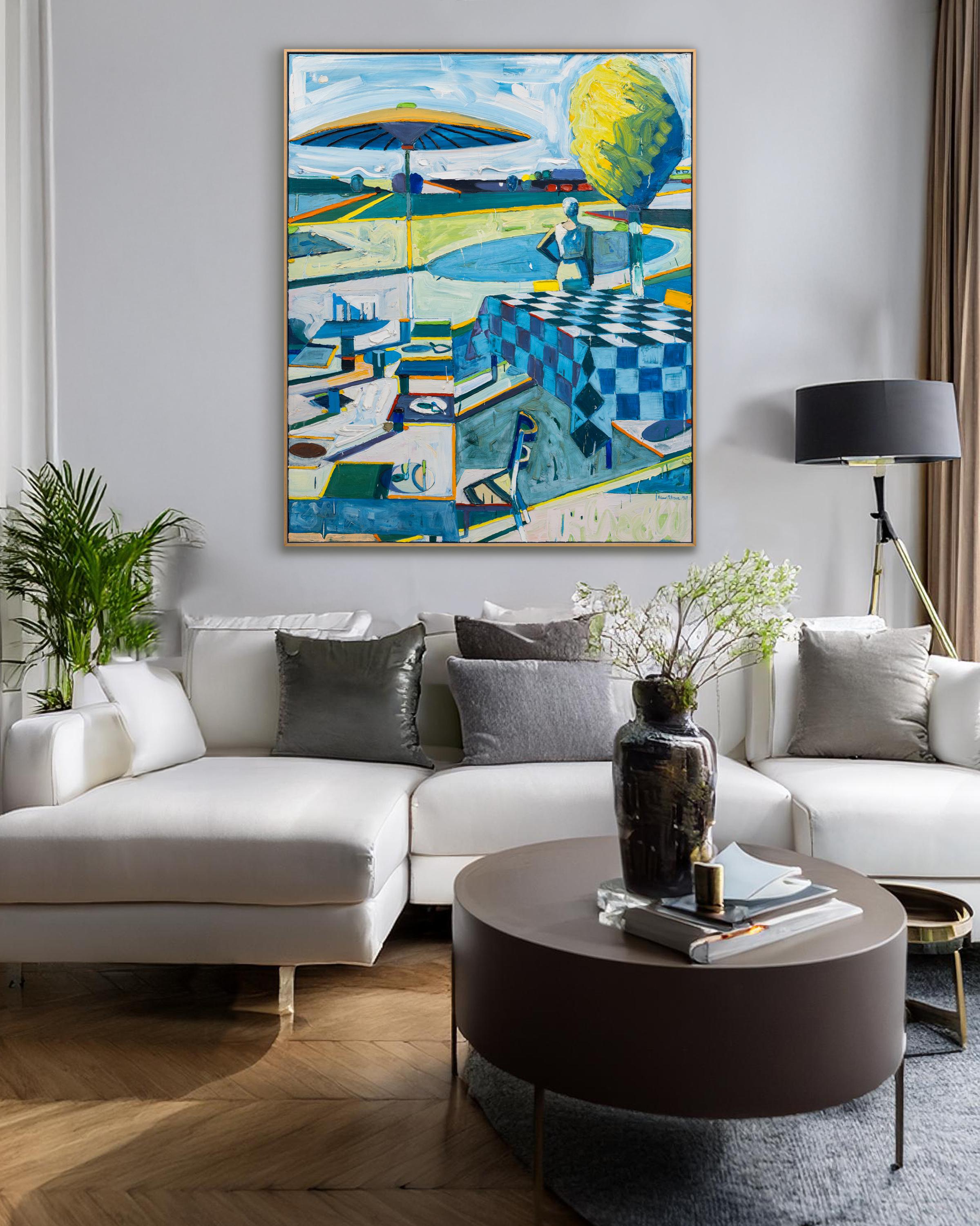 Figura de espera - Landscape Painting Gris de Roland Petersen