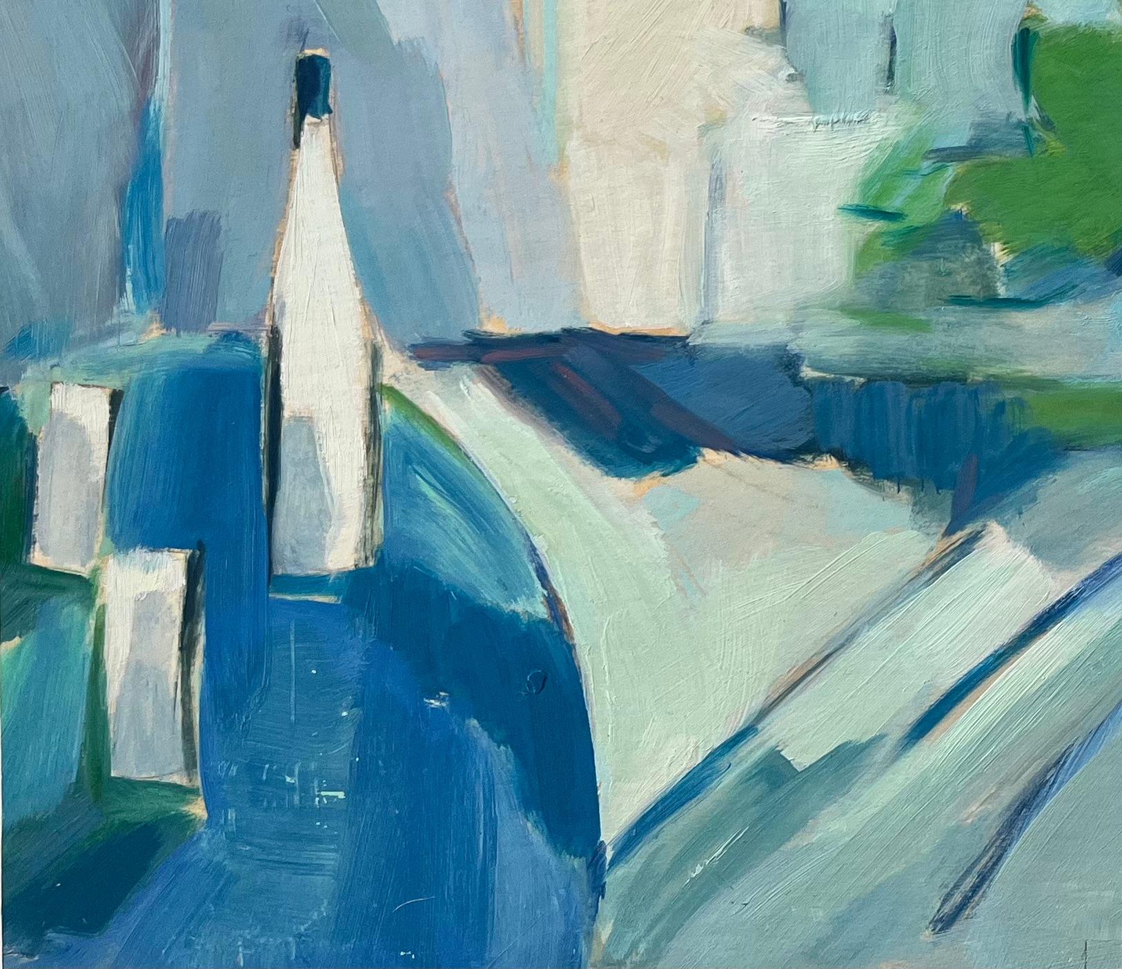 Díptico Abstracto: Bodegón con Botella y Sillas - Pinturas al Óleo Contemporáneas - Painting Posimpresionista de Roland Pichard