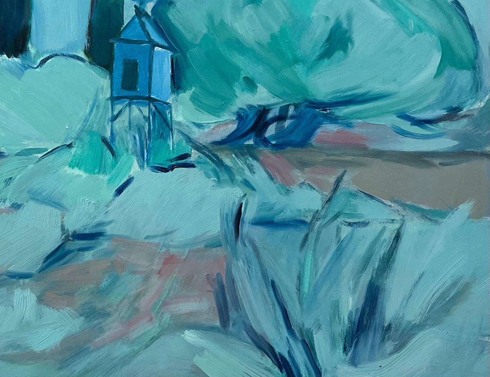Título: Paisaje abstracto con cipreses y pabellón - Pintura al óleo contemporánea

Artista: Roland Pichard

Técnica: Óleo sobre papel al óleo, montado sobre cartulina

Tamaño: 11 (alto) x 14,25 (ancho), (Montado: 15 (alto) x 18 (ancho))

Estado: