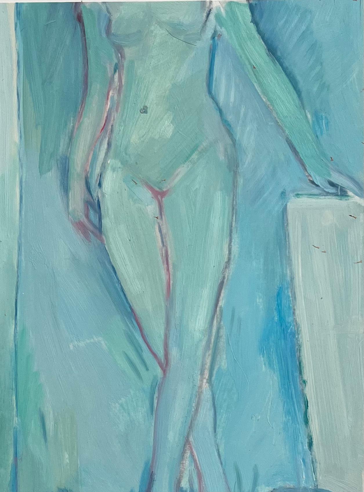 Titre : Nu figuratif avec nature morte florale - Peinture à l'huile abstraite contemporaine

Artistics : Roland Pichard

Signé : En bas à droite

Support : Huile sur papier huilé, monté sur carton

Taille : 13,75 (hauteur) x 10,75 (largeur) (Monté :