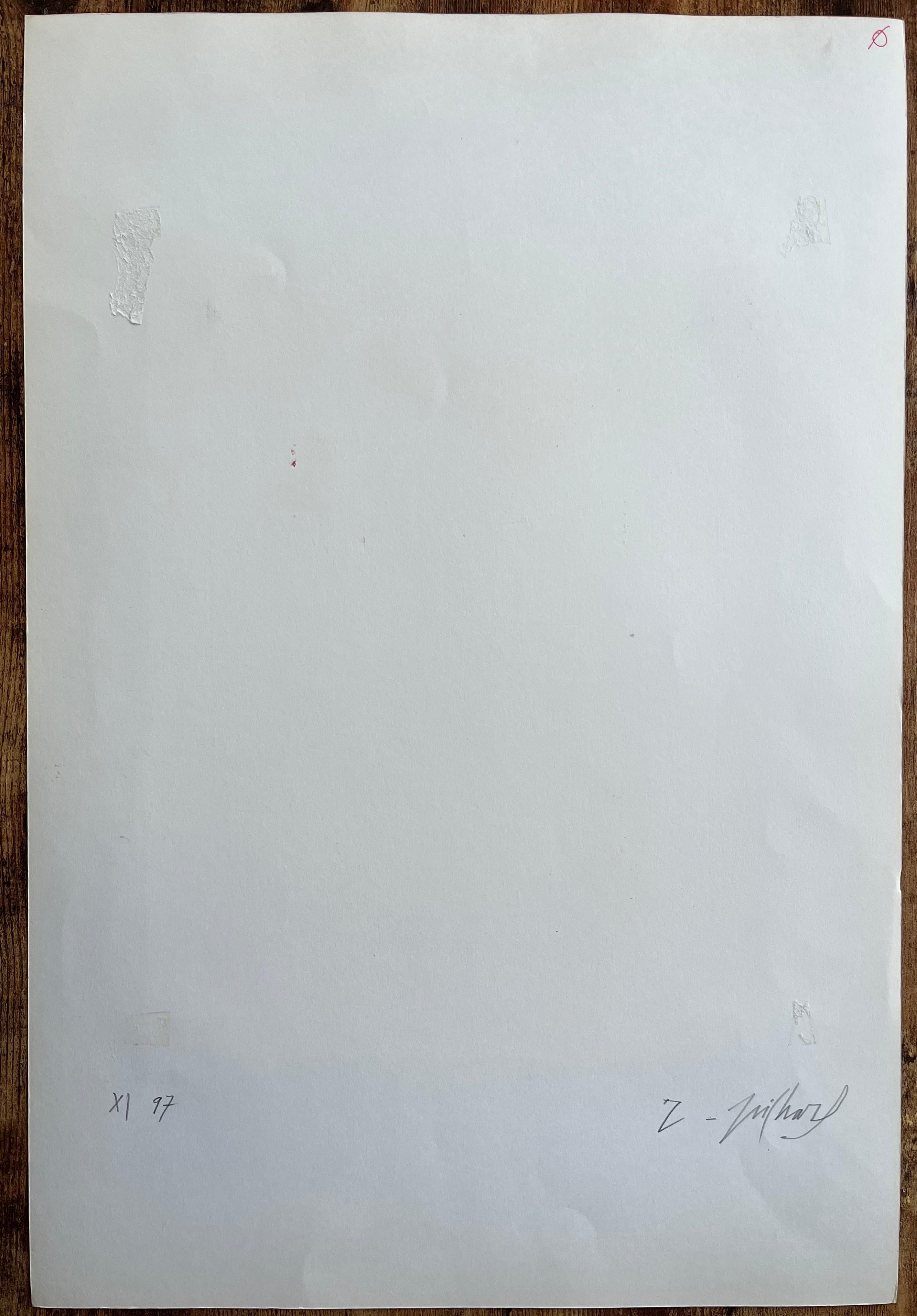 Óleo original Paisaje abstracto con pájaros sobre ramas al amanecer en venta 3