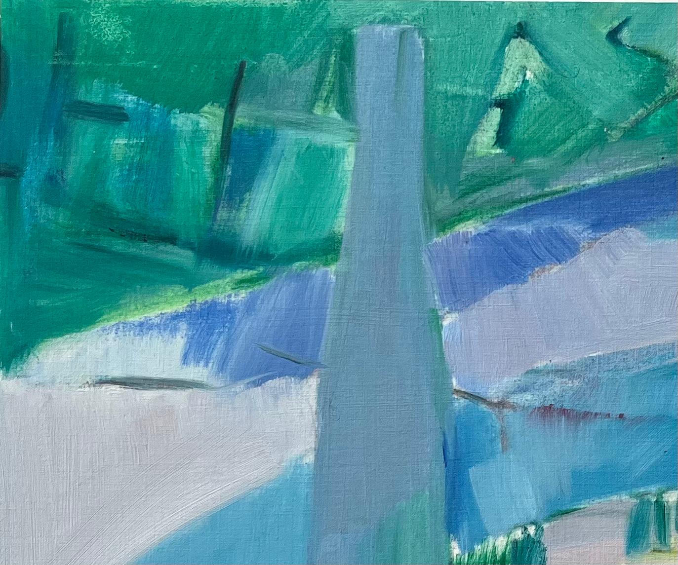 Pintura al Óleo Original de un Vibrante Bodegón con Limones y Botella - Abstract Painting Azul de Roland Pichard