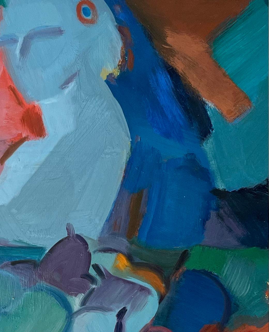 Original Oil Painting of Abstract Still Life with Female Bust and Fruit Bowl For Sale 3
