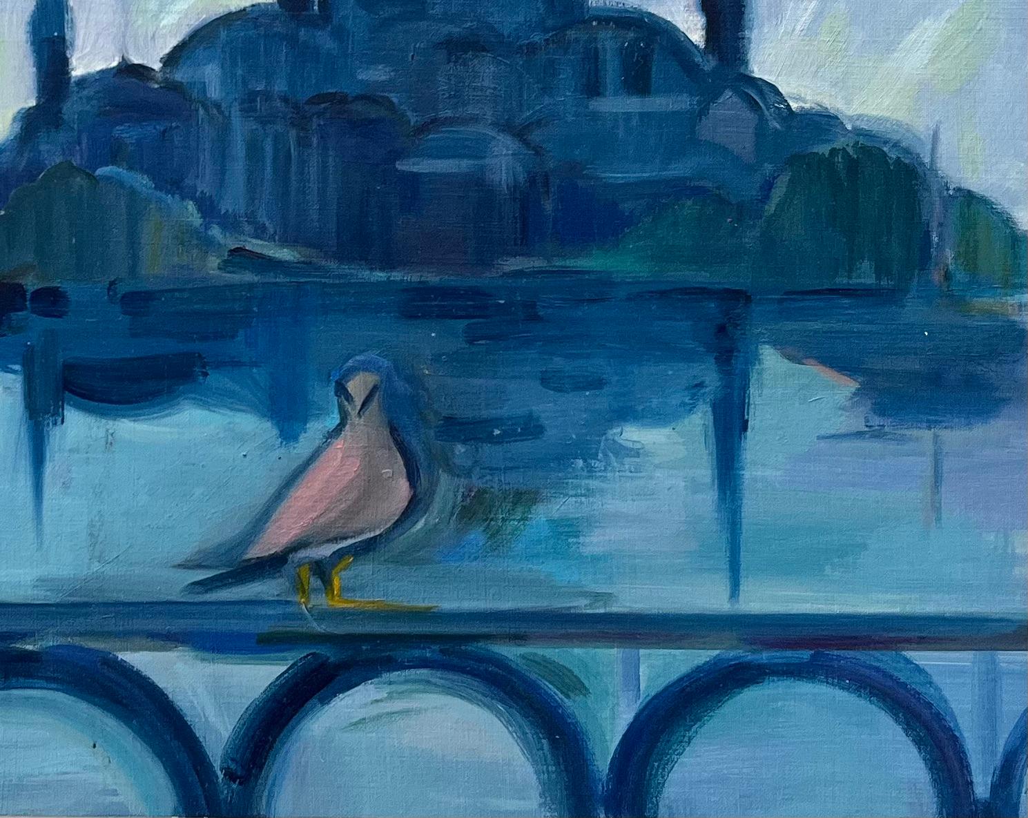 Titel: Original Ölgemälde von  Die Blaue Moschee in Istanbul mit Spiegelung und Vogel 

Künstler: Roland Pichard

Medium: Öl auf Ölpapier, auf Karton aufgezogen

Größe: 10,5 (Höhe) x 13,25 (Breite), (einschließlich Befestigung: 22 (Höhe) x 15