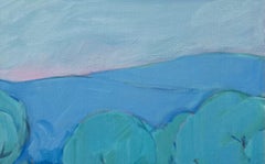 Original Oil Painting of Serene Mountain View of Delphi, Greece, with Blue Hues