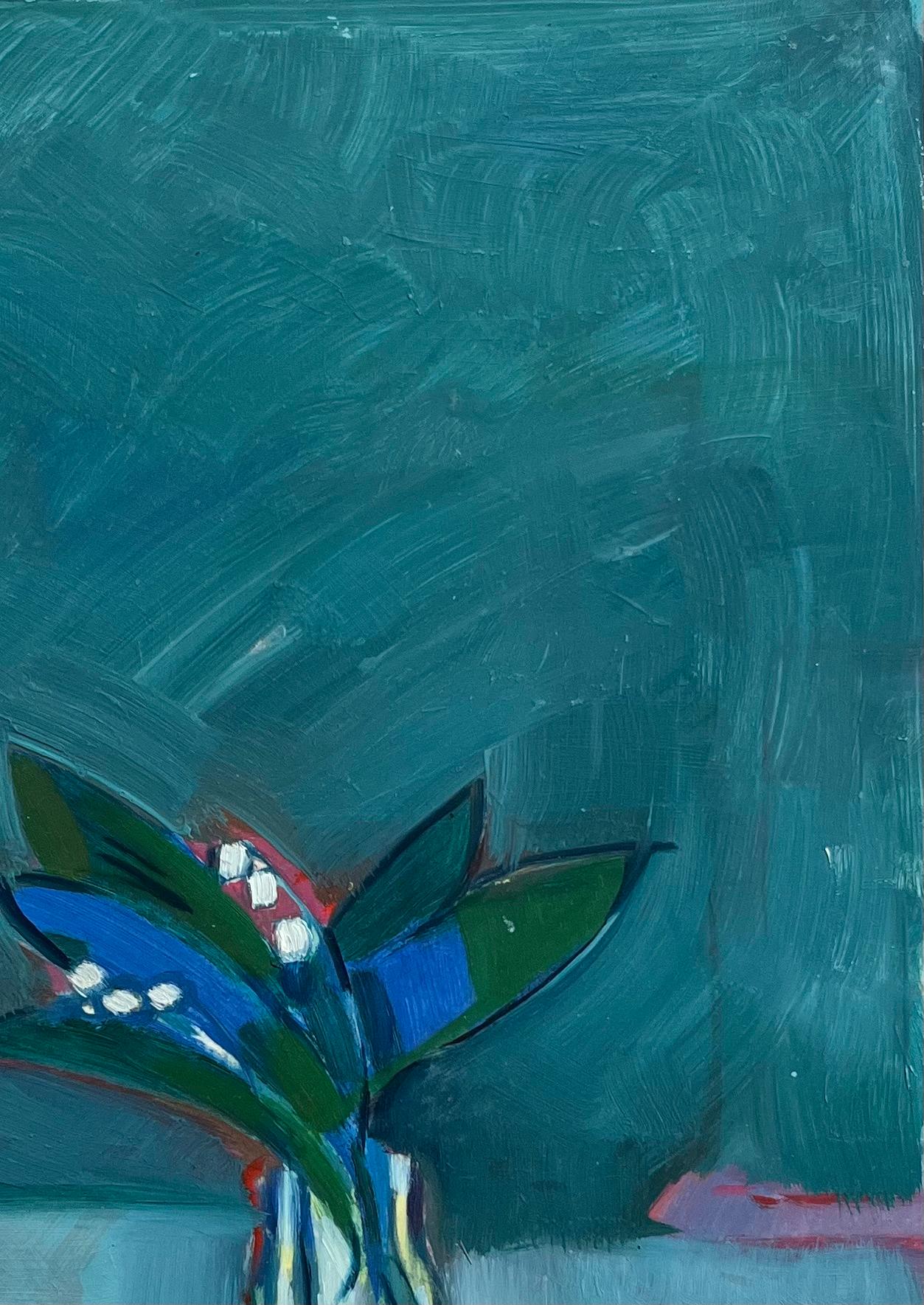 Original Oil Painting of Vase of Lily of the Valley and a Seashell 3