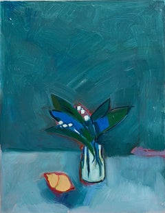 Original Oil Painting of Vase of Lily of the Valley and a Seashell