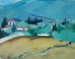 Original Oil Painting of Vibrant Countryside Landscape with Hills and Trees