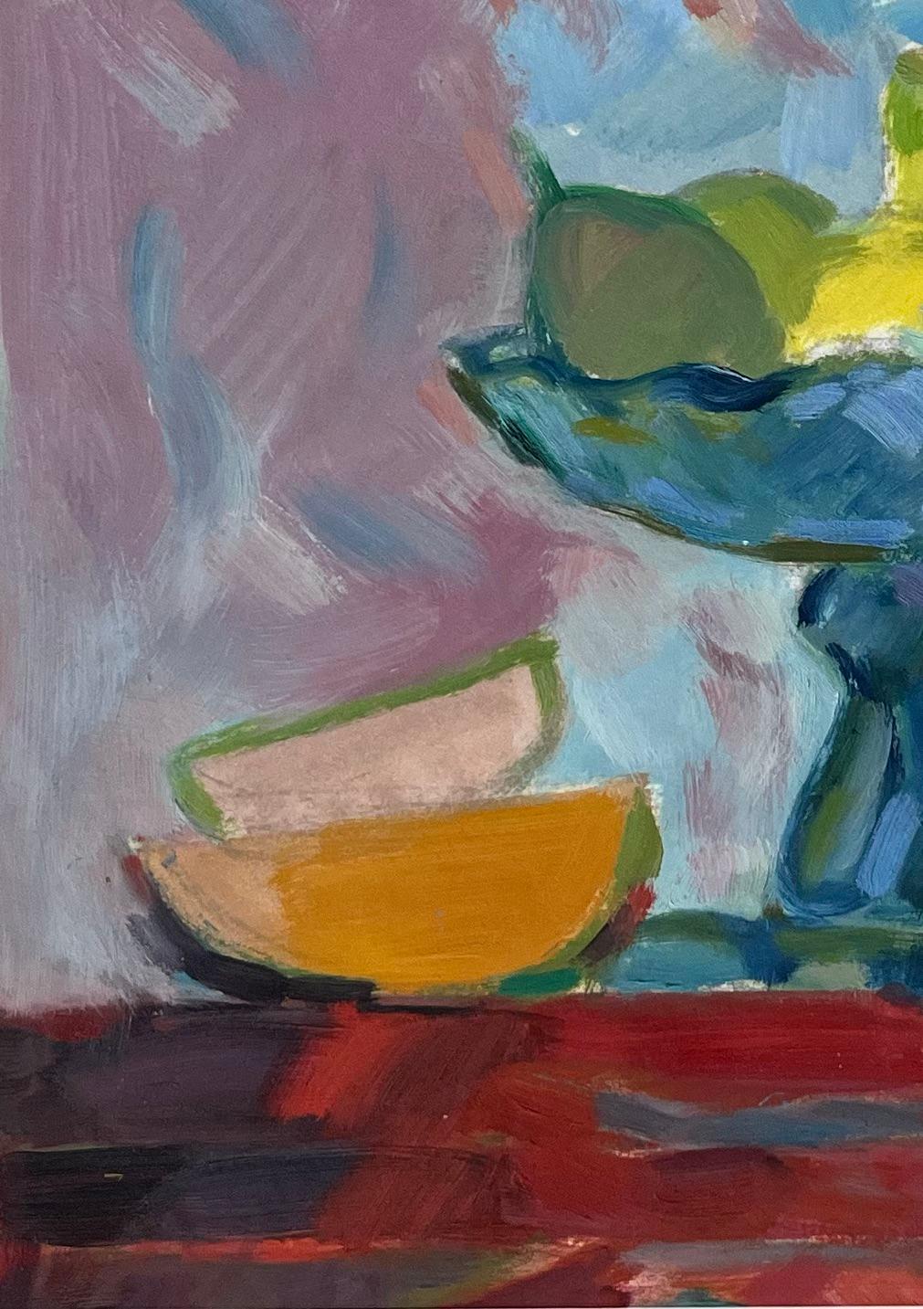 Título: Pintura al óleo original de bodegón vibrante con frutero y fruta en rodajas

Artista: Roland Pichard

Técnica: Óleo sobre papel al óleo, montado sobre cartulina

Tamaño: 13 (alto) x 9,5 (ancho), (Incluyendo el montaje: 22 (alto) x 15
