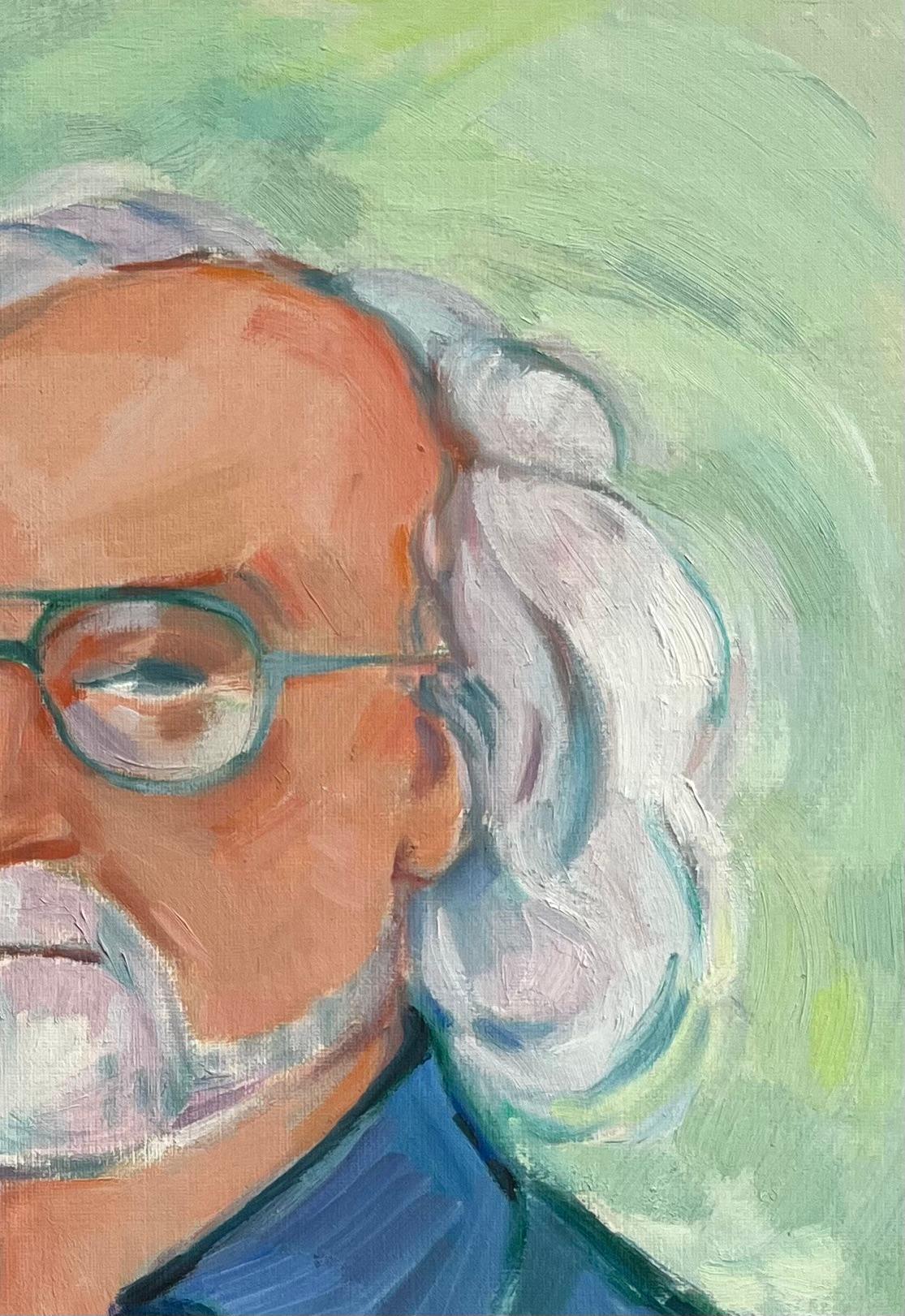 Titel: Porträt eines Herrn in Blau mit Brille - Ausdrucksstarkes Ölgemälde

Künstler: Roland Pichard

Unterschrieben: Unten rechts

Medium: Öl auf Ölpapier, auf Karton aufgezogen

Größe: 14 (Höhe) x 10,75 (Breite) (Montiert:22 (Höhe) x 15
