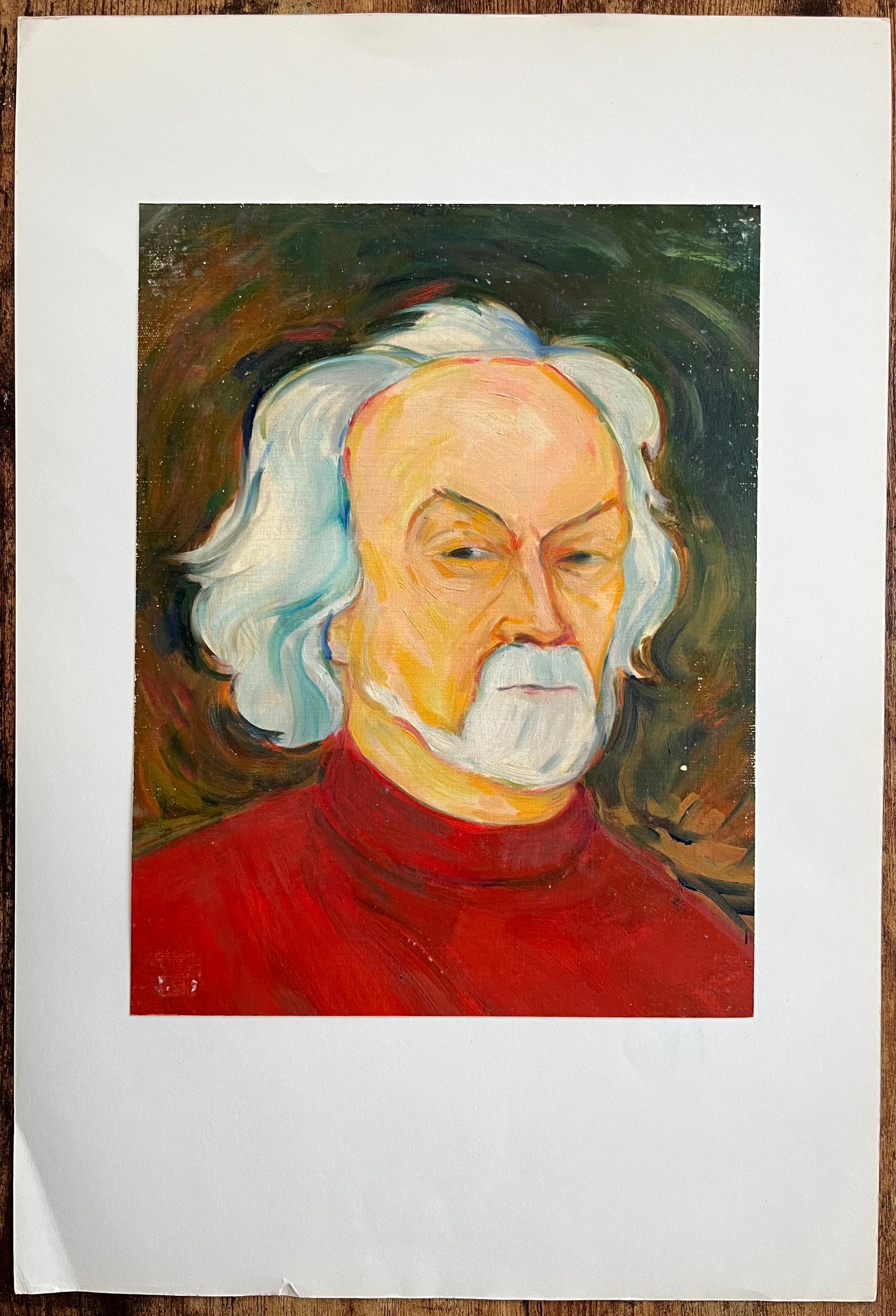 Ritratto di un gentiluomo in rosso - Pittura ad olio contemporanea espressiva - Painting di Roland Pichard
