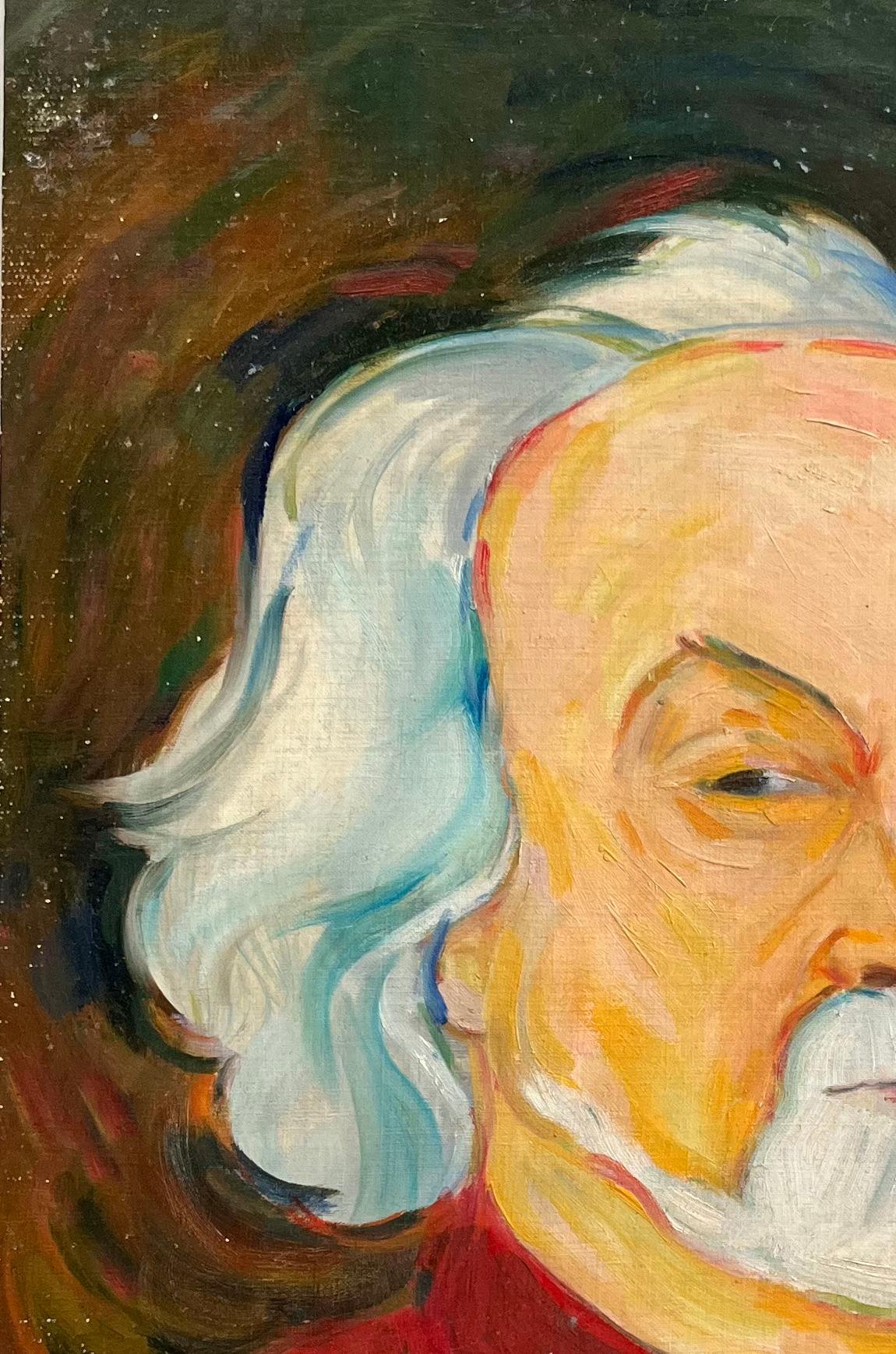 Ritratto di un gentiluomo in rosso - Pittura ad olio contemporanea espressiva - Painting Postimpressionismo di Roland Pichard