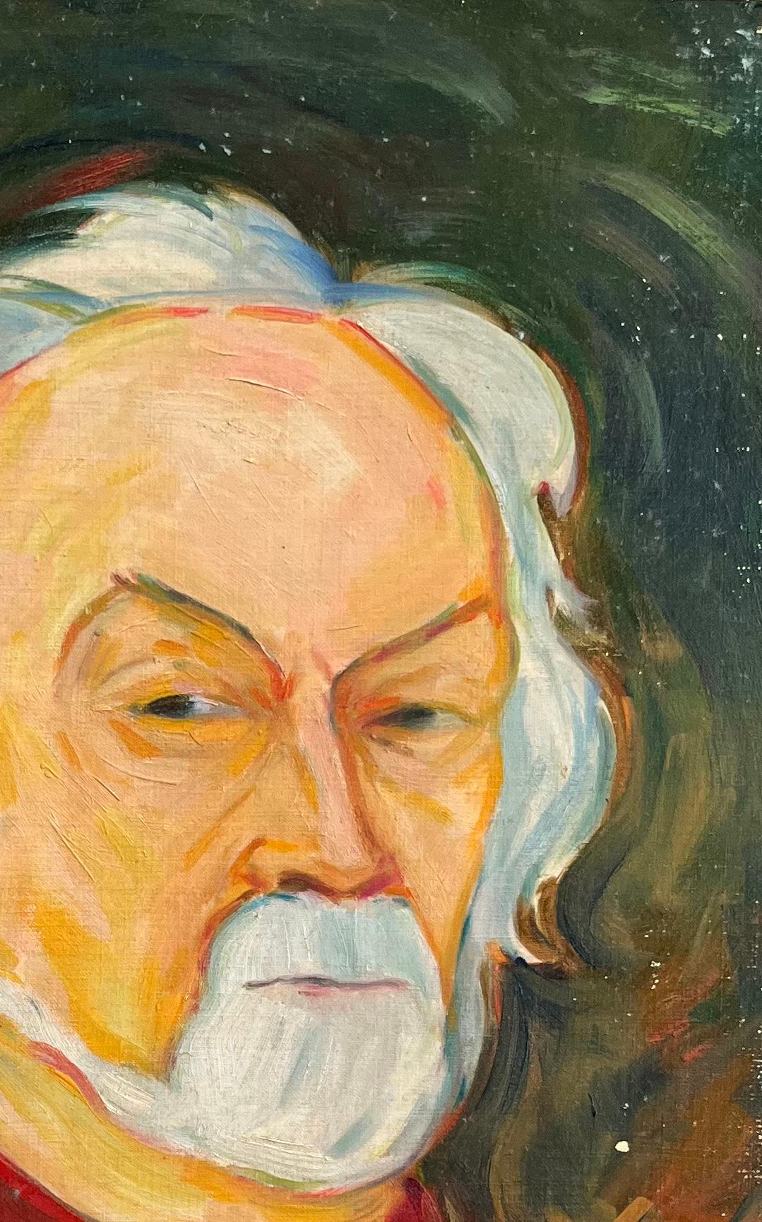 Ritratto di un gentiluomo in rosso - Pittura ad olio contemporanea espressiva - Portrait Painting Marrone di Roland Pichard
