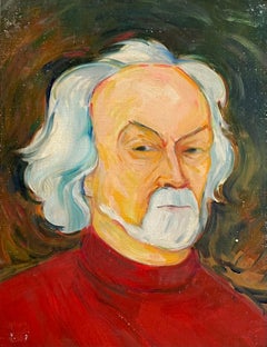 Ritratto di un gentiluomo in rosso - Pittura ad olio contemporanea espressiva