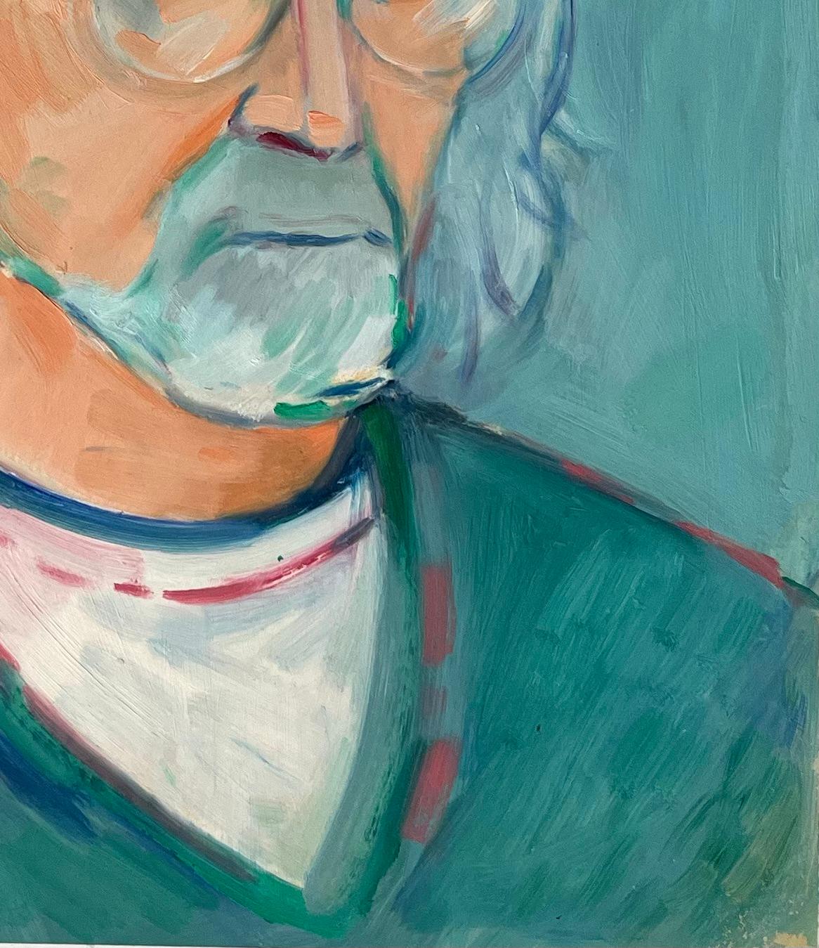 Ritratto di gentiluomo con occhiali - Pittura ad olio contemporanea - Painting Postimpressionismo di Roland Pichard
