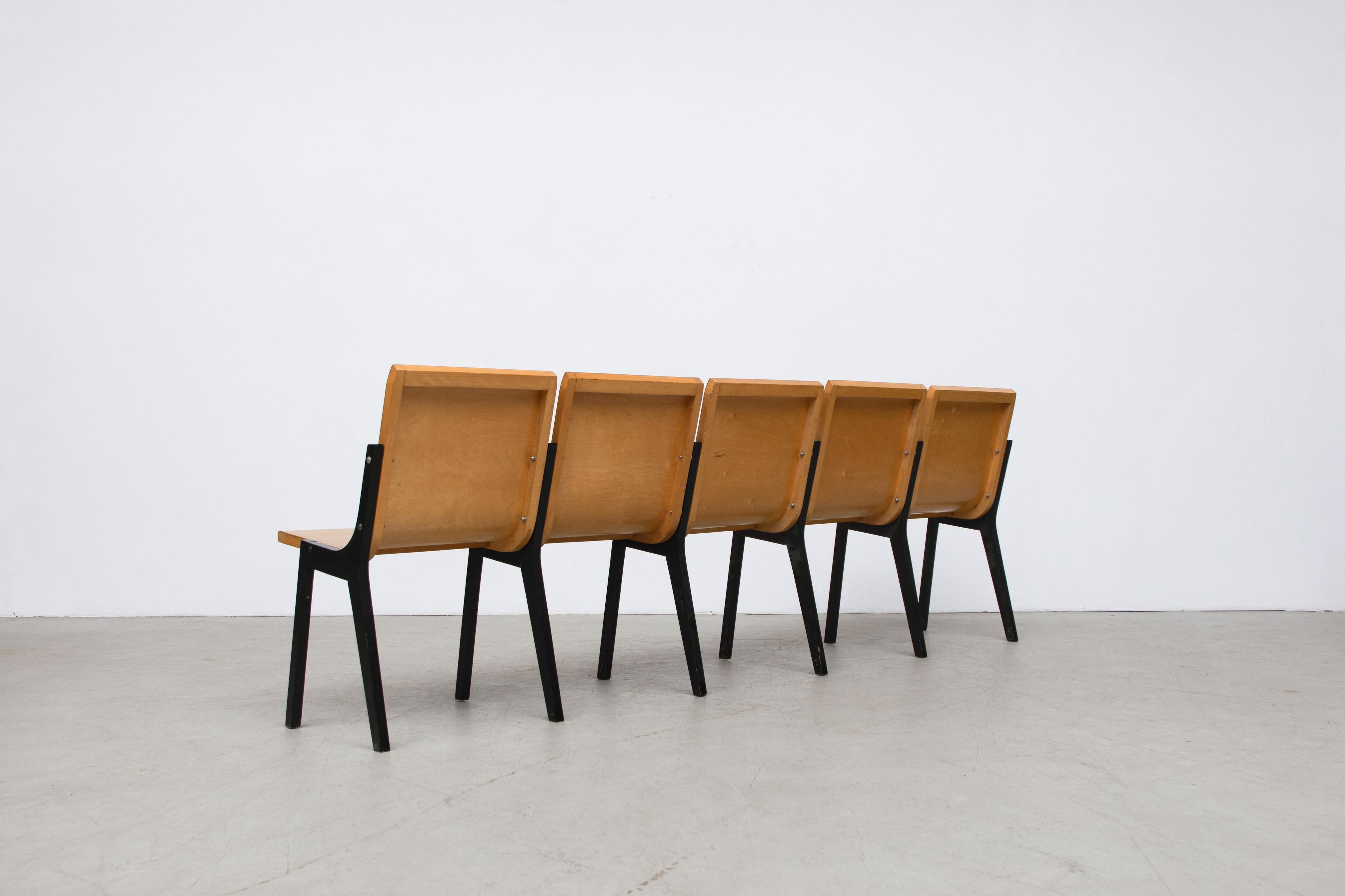 Austrian Roland Rainer 5 Chair Beech Bench from a Dutch Church