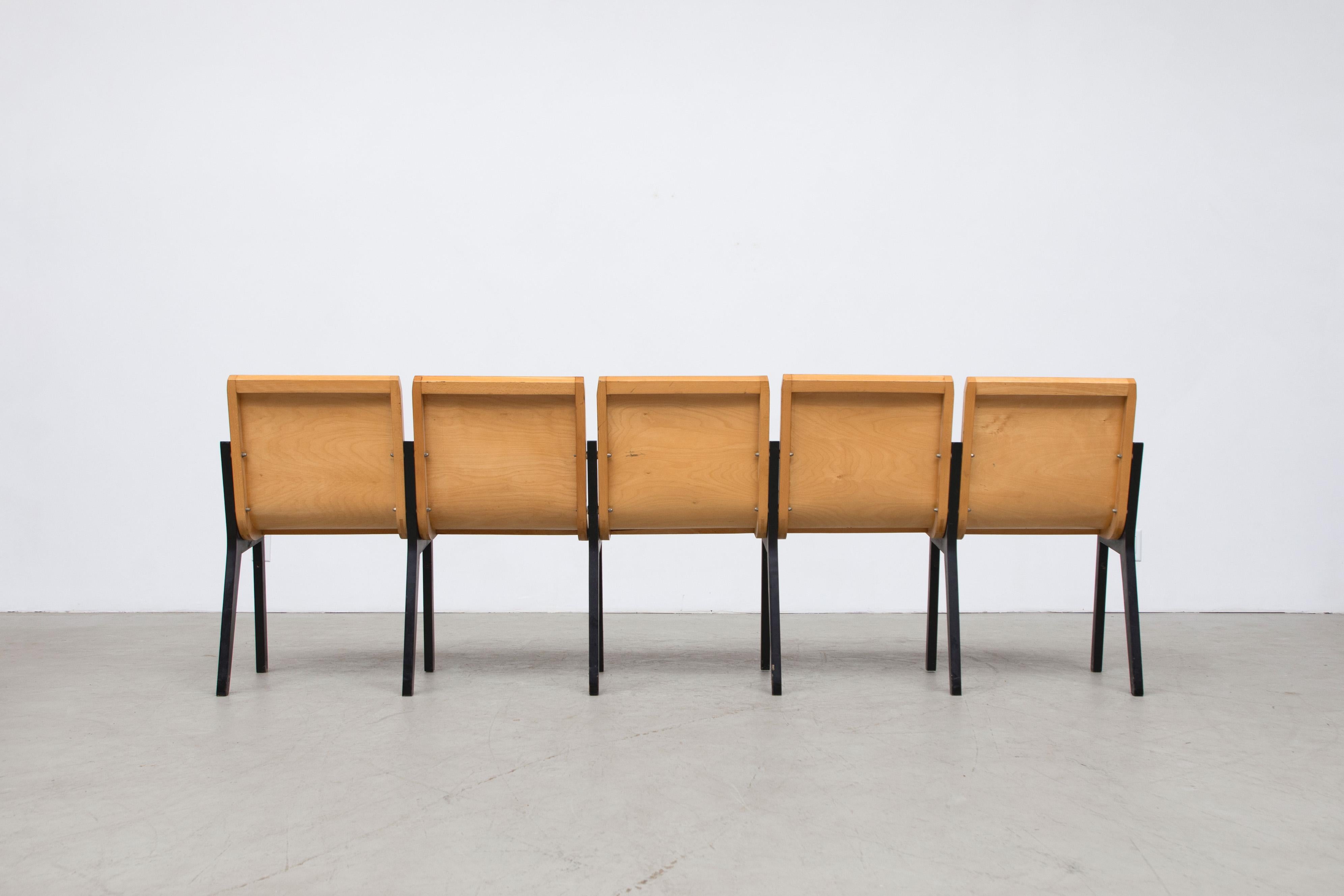 Stained Roland Rainer 5 Chair Beech Bench from a Dutch Church