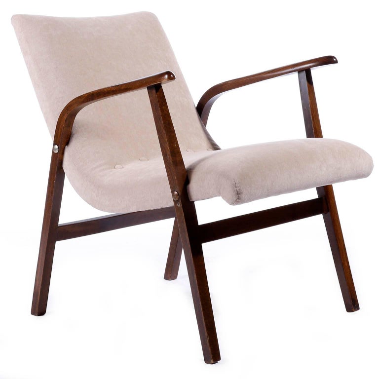 Mid-Century Modern Roland Rainer Chairs Armchairs Cafe Ritter, New Upholstered Velours Velvet, 1952 For Sale