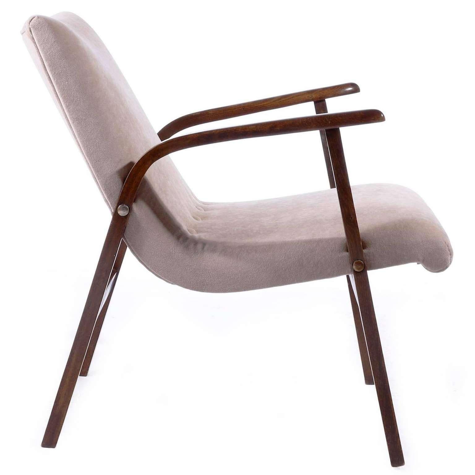 Mid-Century Modern Roland Rainer Chairs Armchairs Cafe Ritter, New Upholstered Velours Velvet, 1952 For Sale