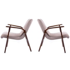 Roland Rainer Chairs Armchairs Cafe Ritter, New Upholstered Velours Velvet, 1952