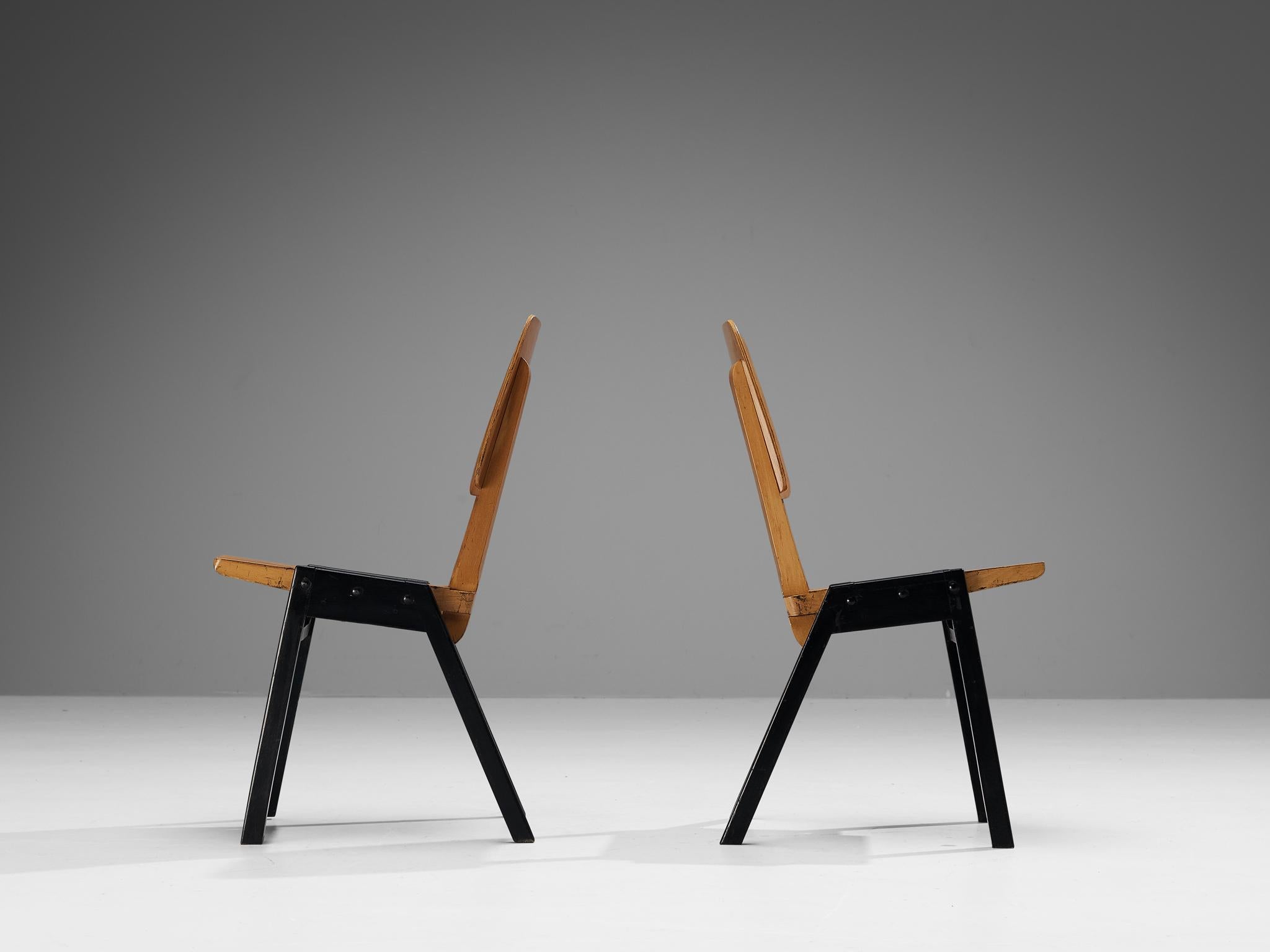 Austrian Roland Rainer Dining Chairs in Wood  For Sale