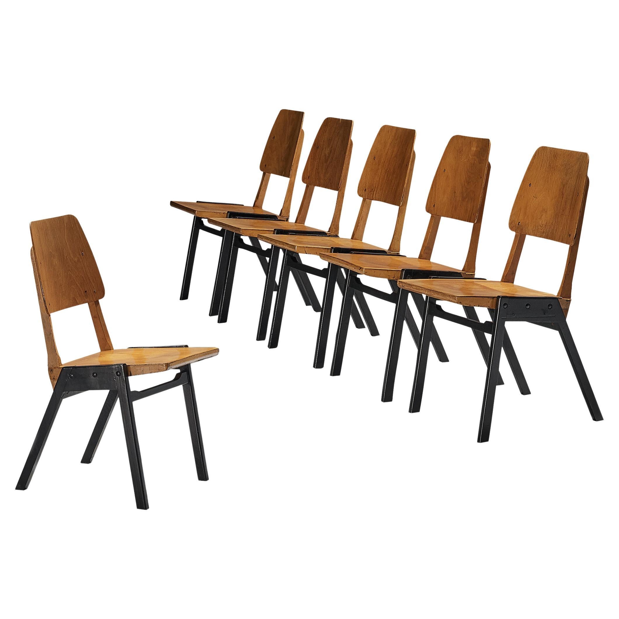 Roland Rainer Dining Chairs in Wood  For Sale