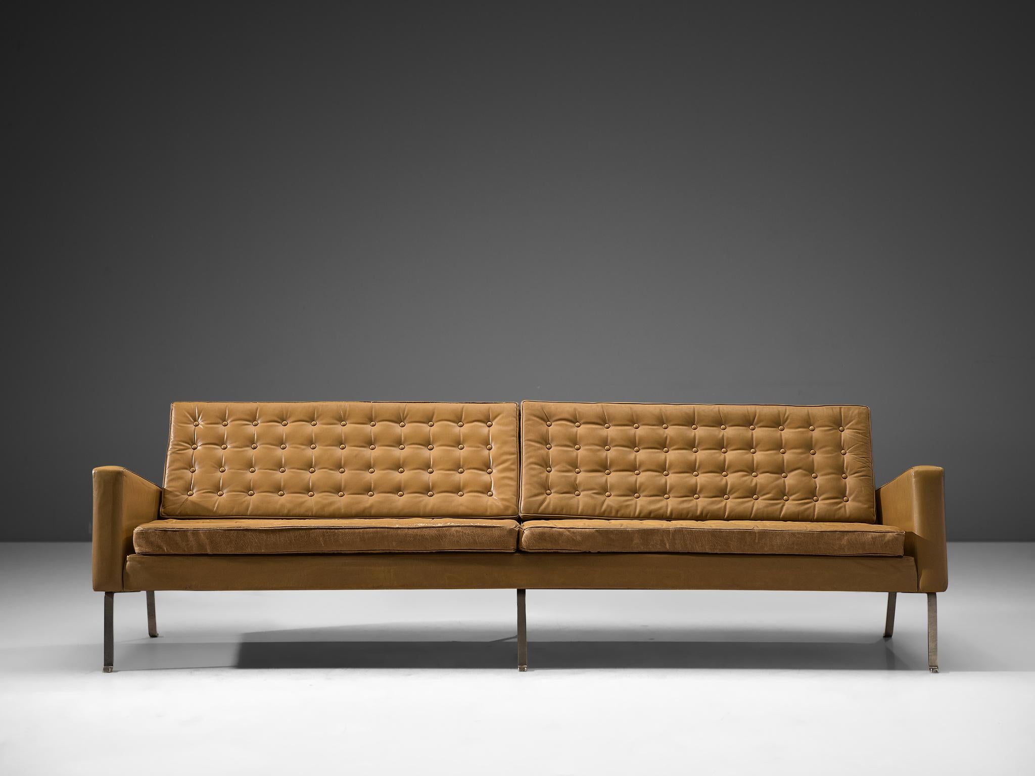 Mid-20th Century Roland Rainer for Wilkhahn Sofa in Camel Leather  For Sale