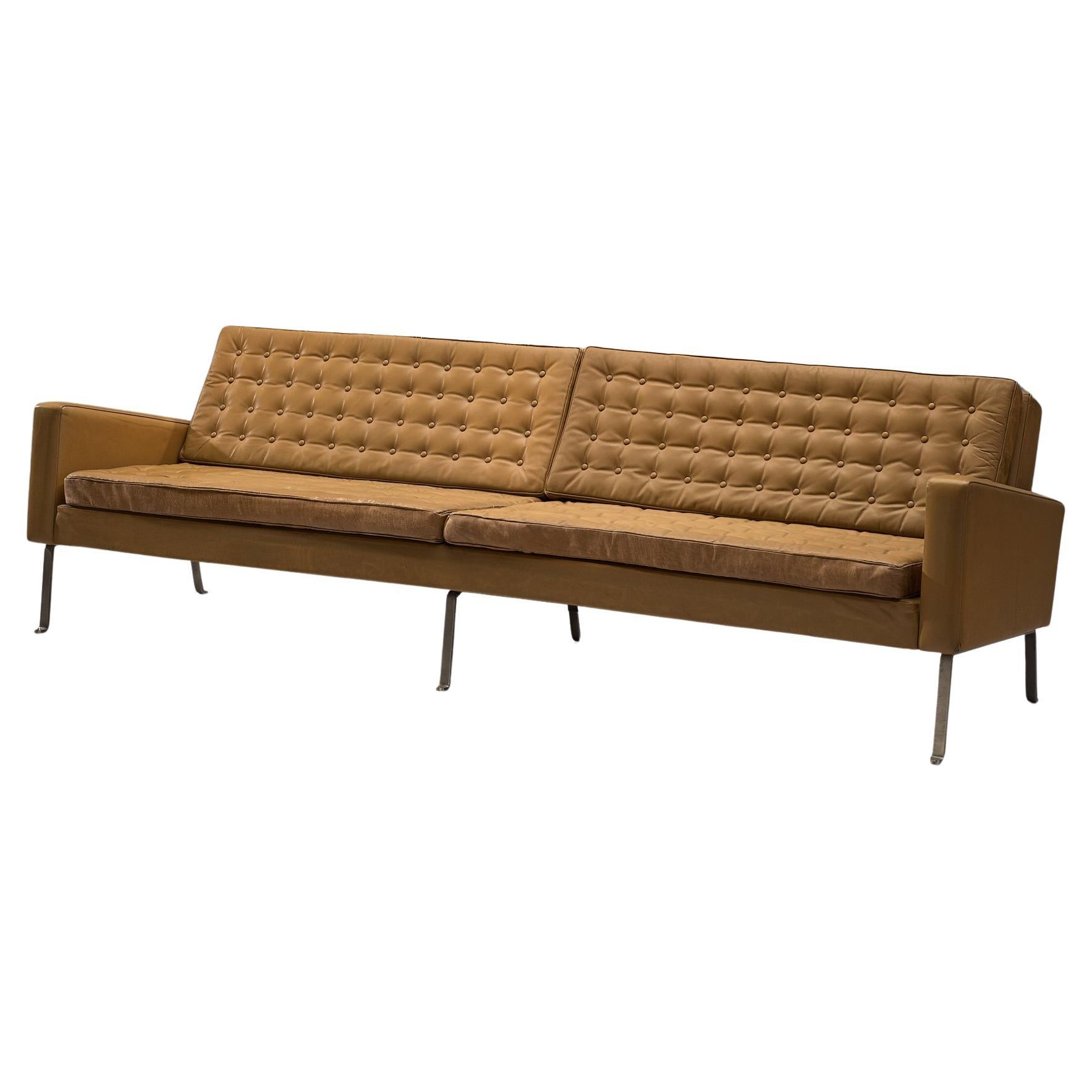 Roland Rainer for Wilkhahn Sofa in Camel Leather  For Sale