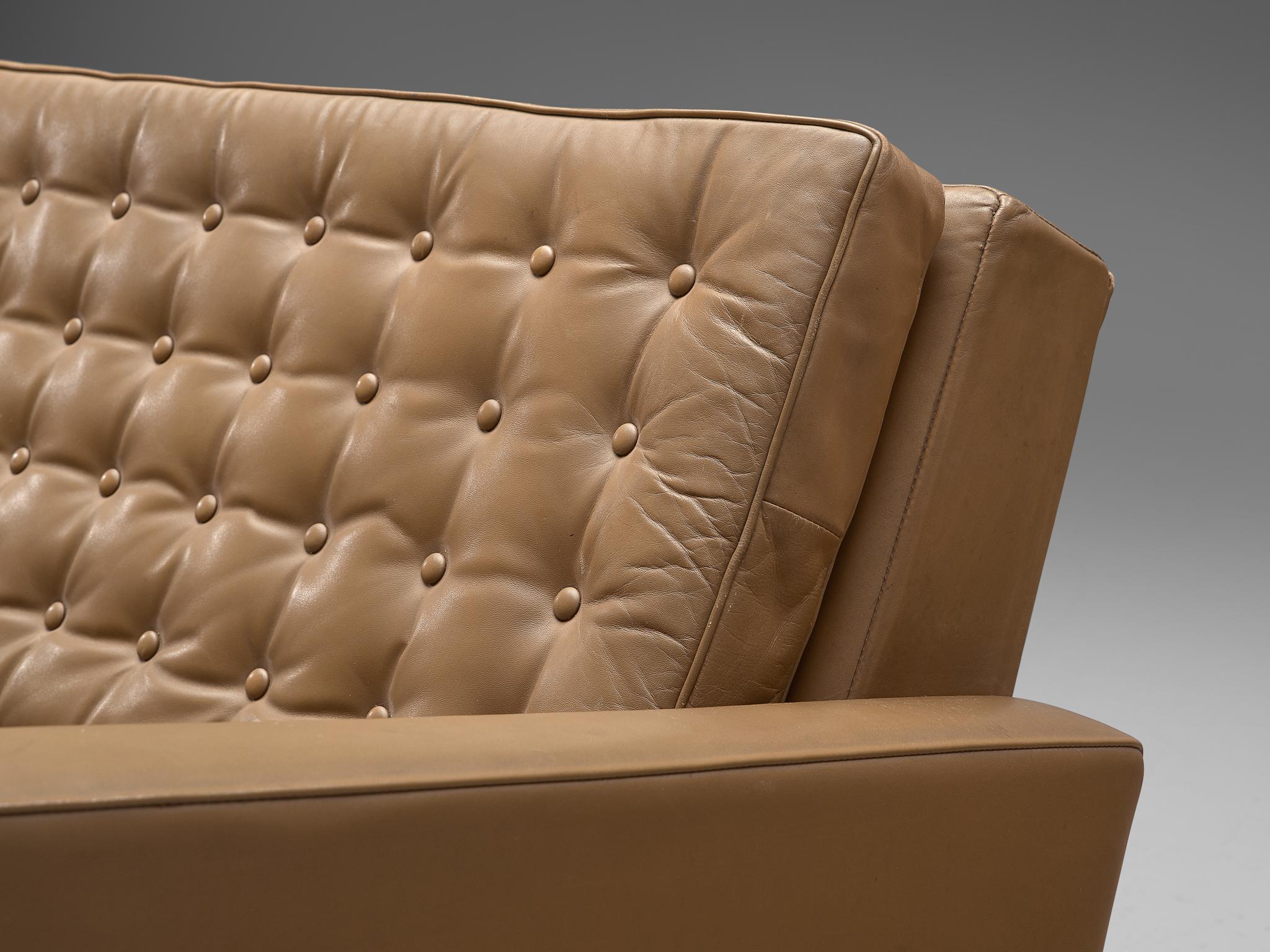 Mid-20th Century Roland Rainer Large 4-Seat Sofa in Leather for Wilkhahn, Germany, 1960s