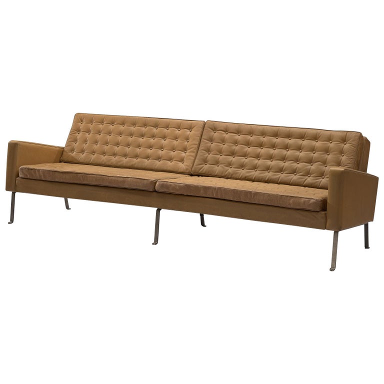 Roland Rainer Large 4 Seat Sofa In Leather For Wilkhahn Germany 1960s Roland Rainer Large 4 Seat Sofa In Leather For Wilkhahn Germany 1960s