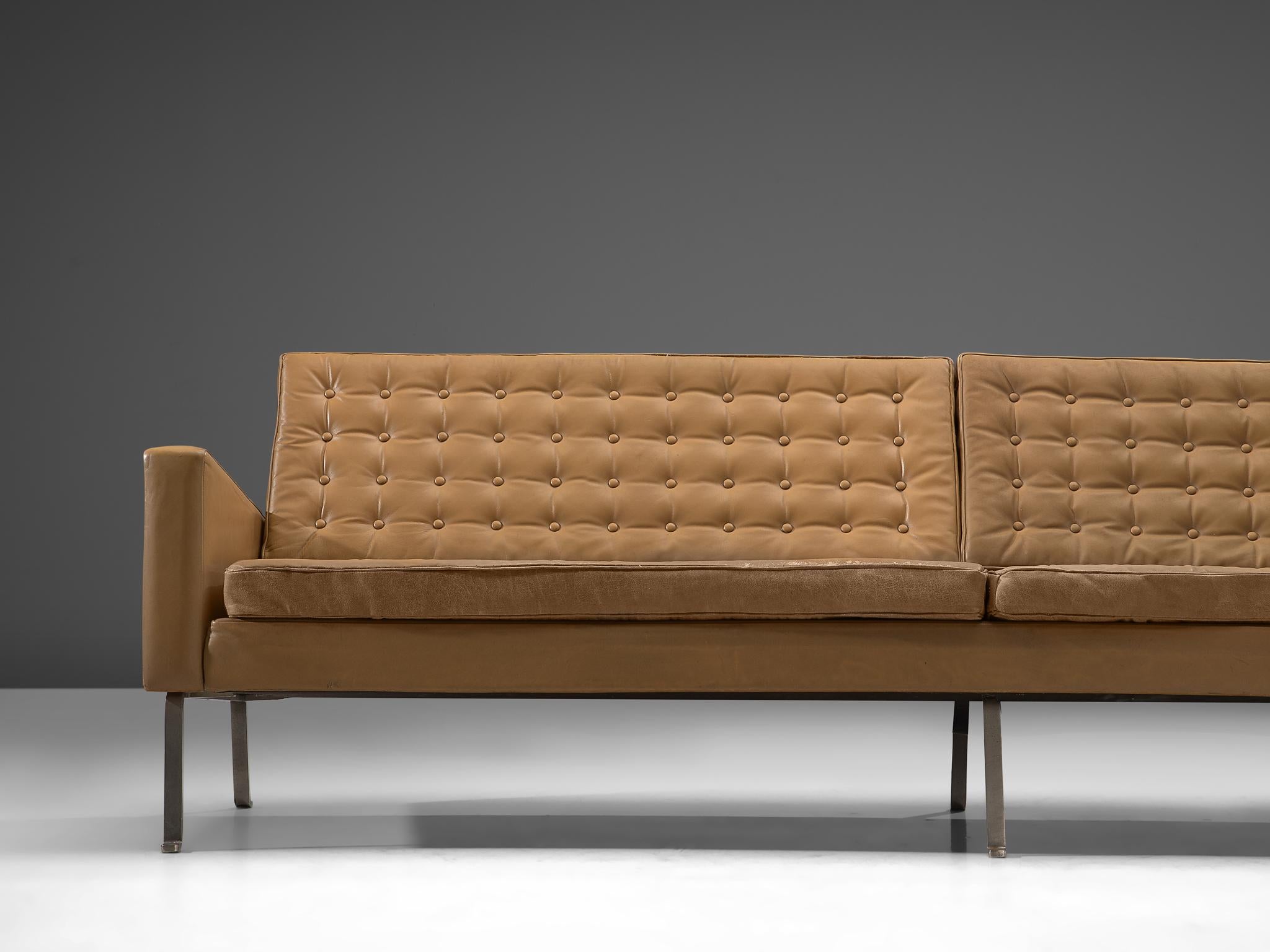 Roland Rainer Large Sofa in Leather for Wilkhahn In Good Condition In Waalwijk, NL