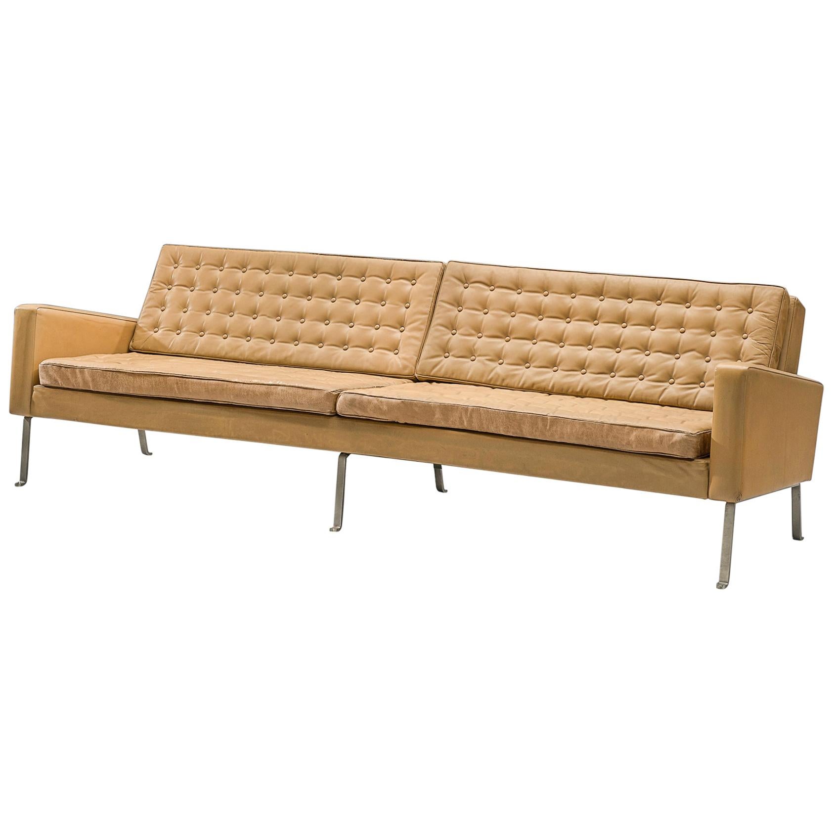 Roland Rainer Large Sofa in Leather for Wilkhahn