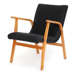 Roland Rainer Loungesessel Sessel Cafe Ritter, Holz neu gepolstert, 1950er Jahre