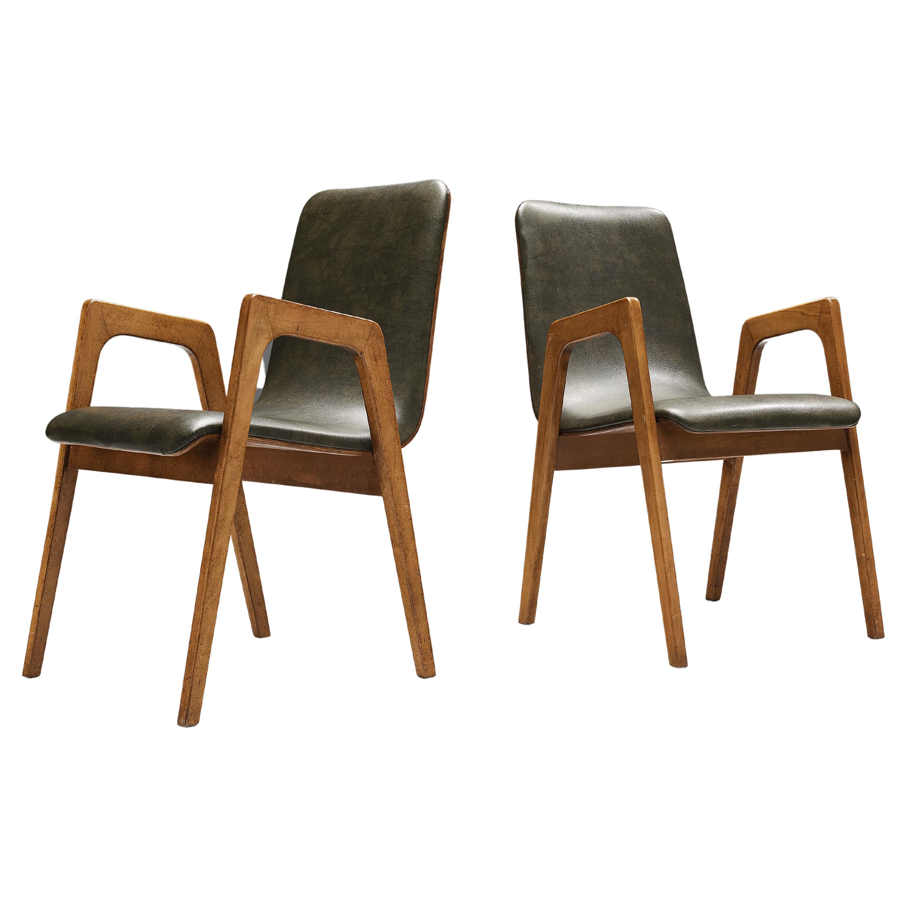 Stunning Pair of Contemporary Modern Birch Arm Chairs, Bernhardt