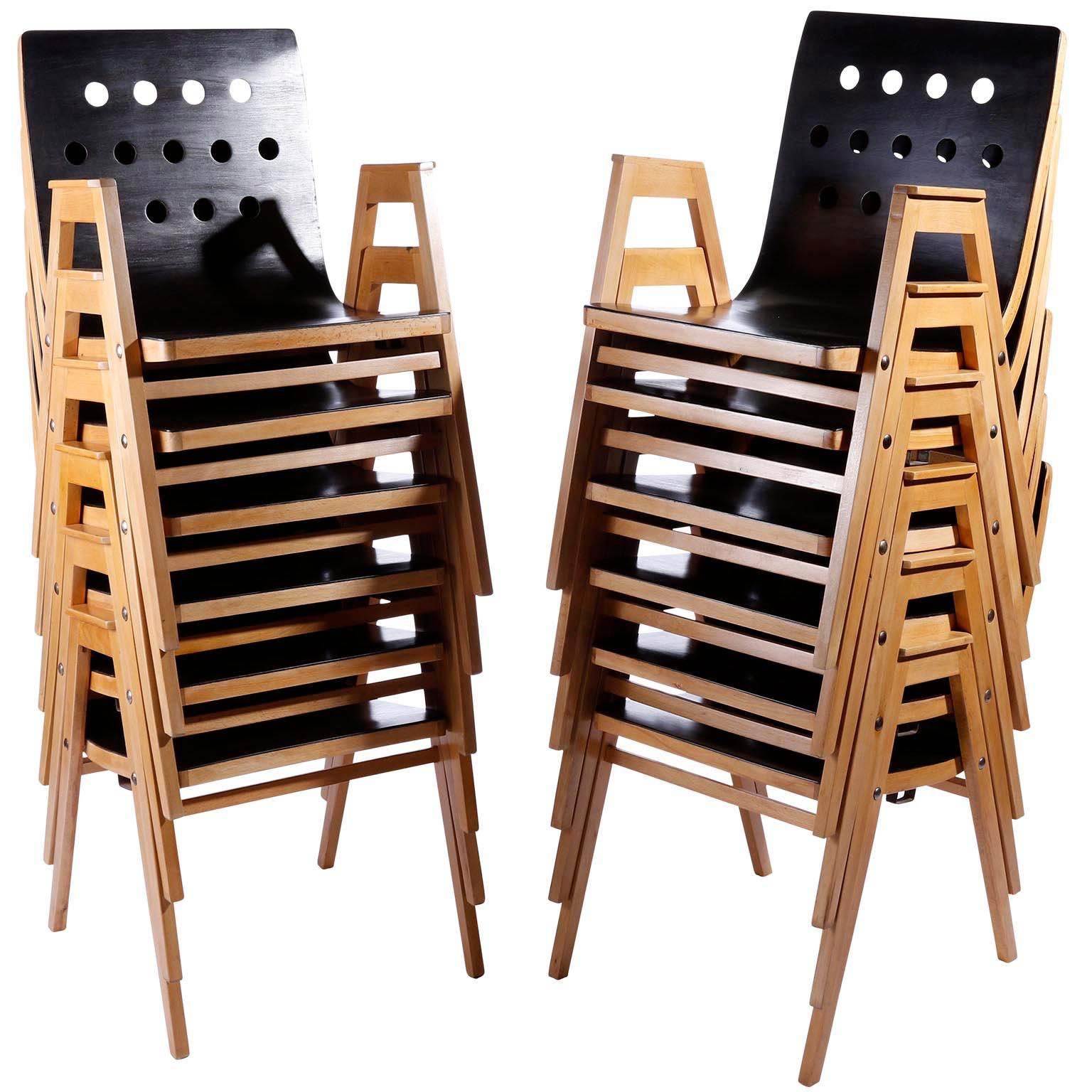 Roland Rainer, Set of 12 Armchairs Stacking Chairs, 1951 2
