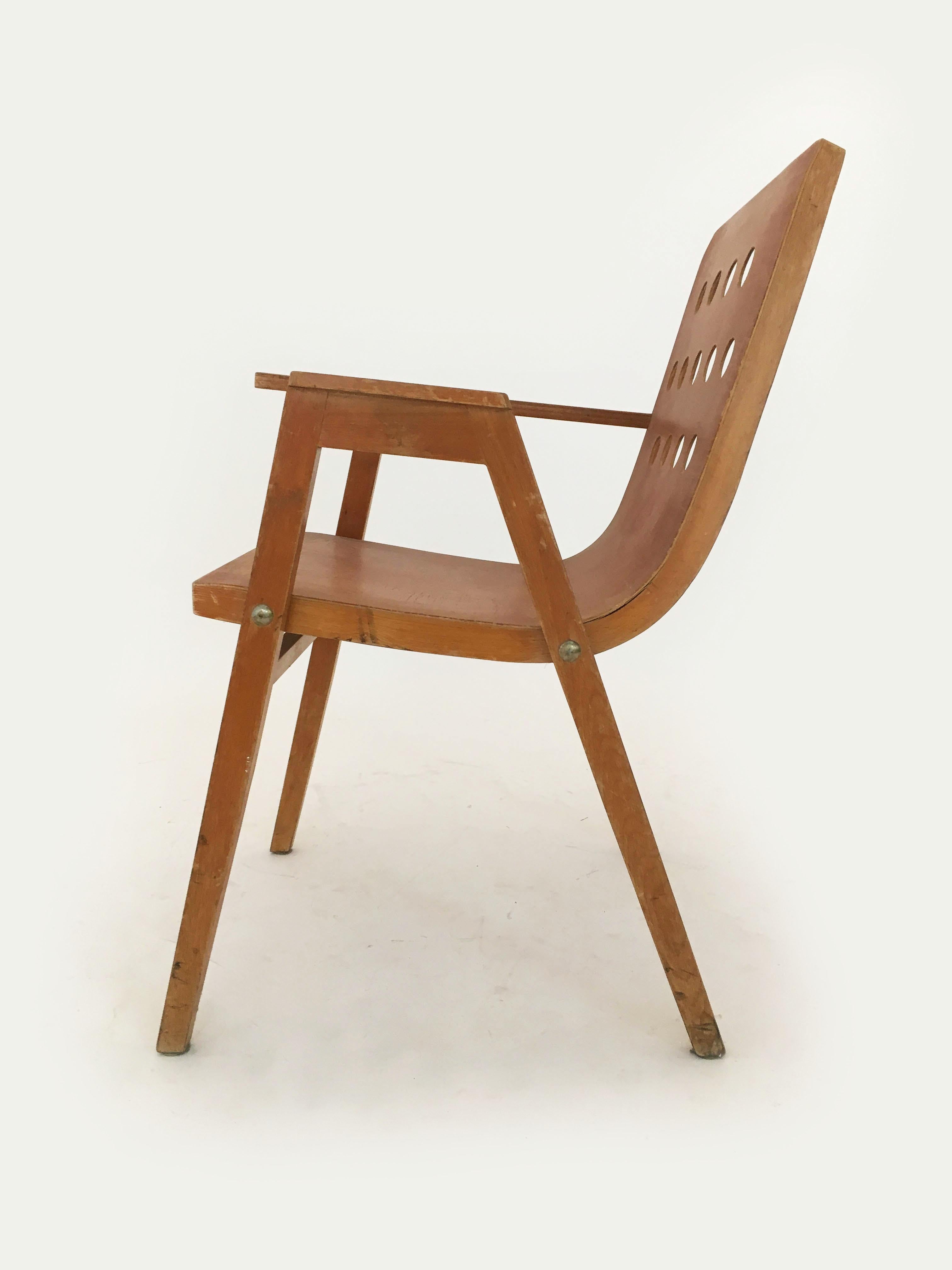 Roland Rainer Stadthallen Chair with Writing Desk, Austria, 1950s For Sale 4