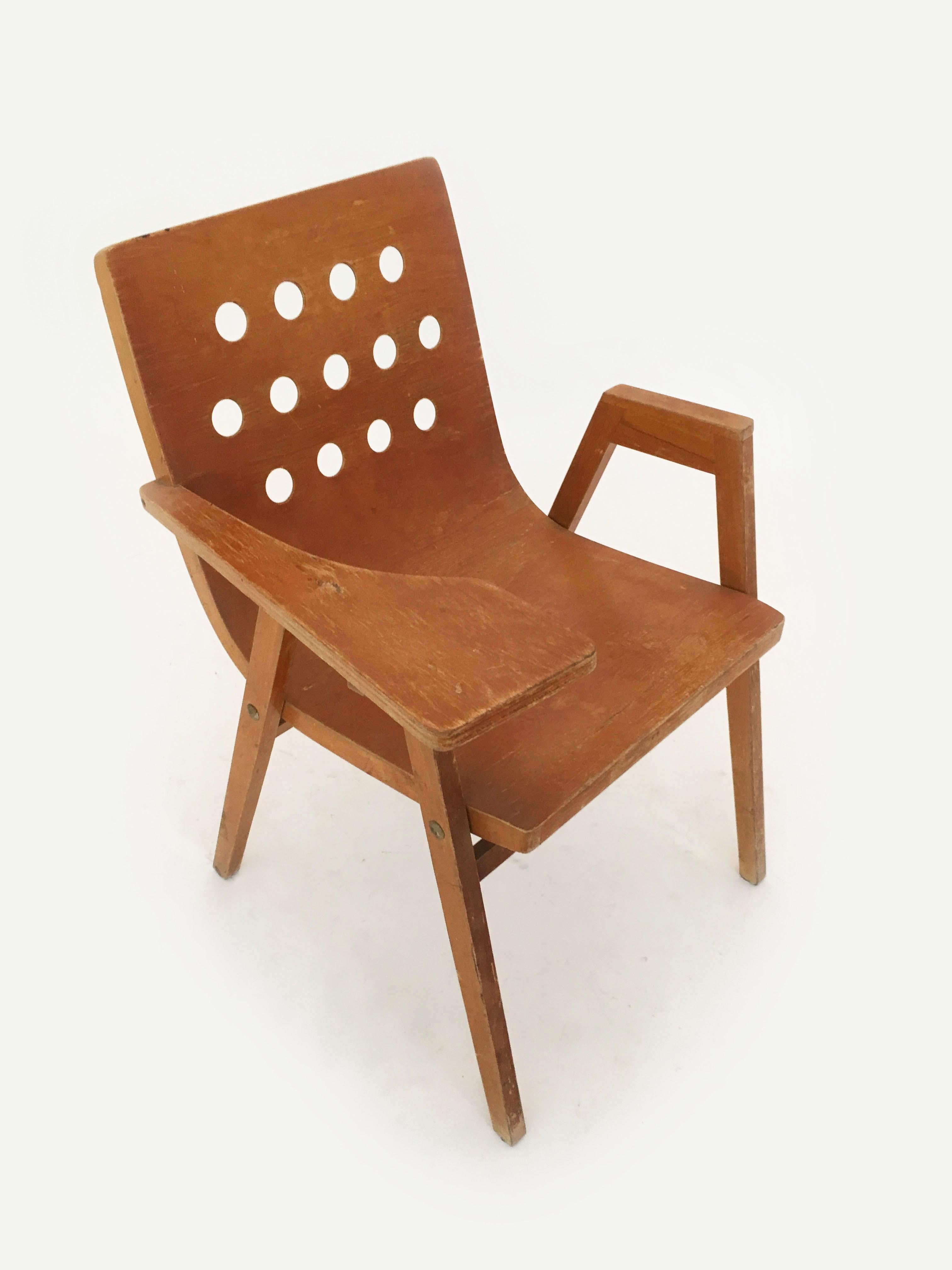 Roland Rainer Stadthallen Chair with Writing Desk, Austria, 1950s In Good Condition For Sale In Vienna, Vienna