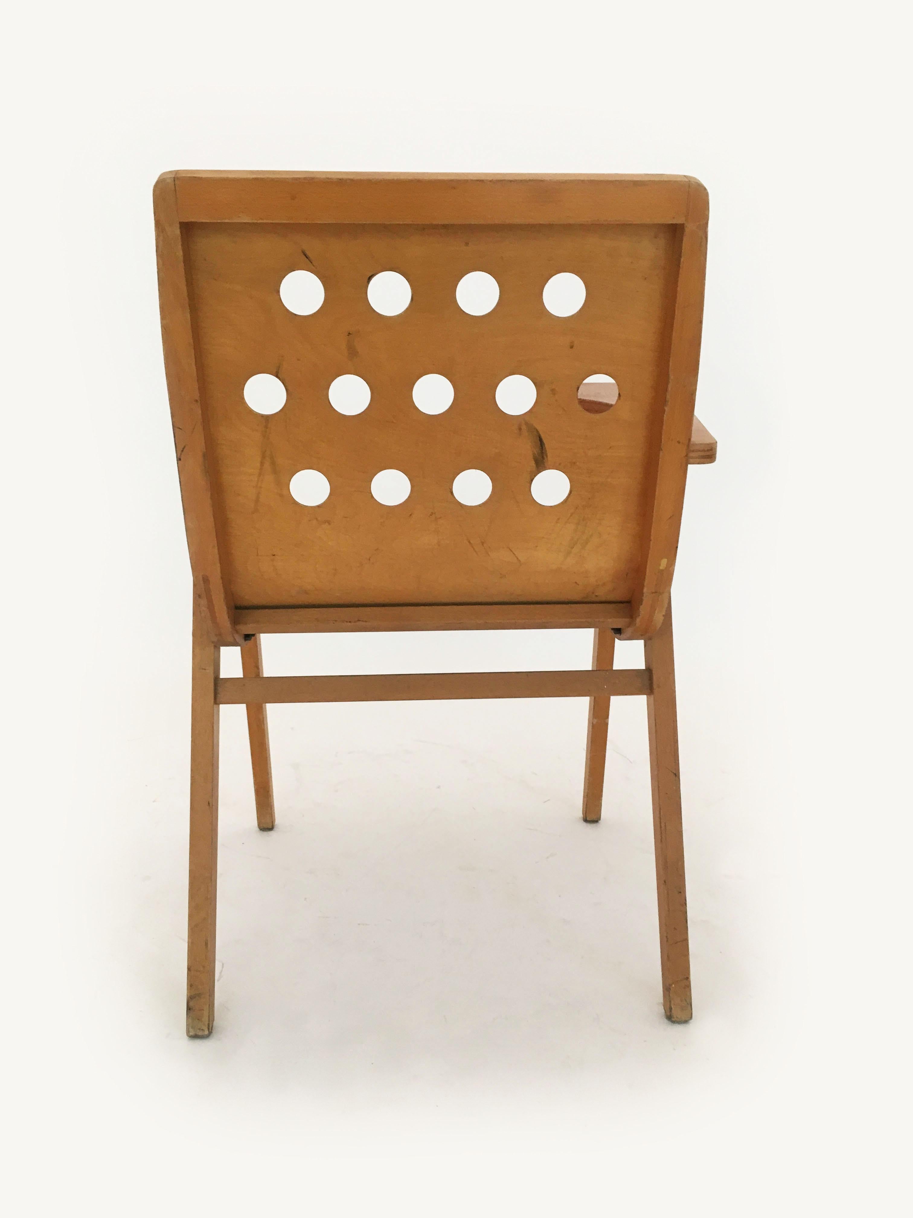 Beech Roland Rainer Stadthallen Chair with Writing Desk, Austria, 1950s For Sale