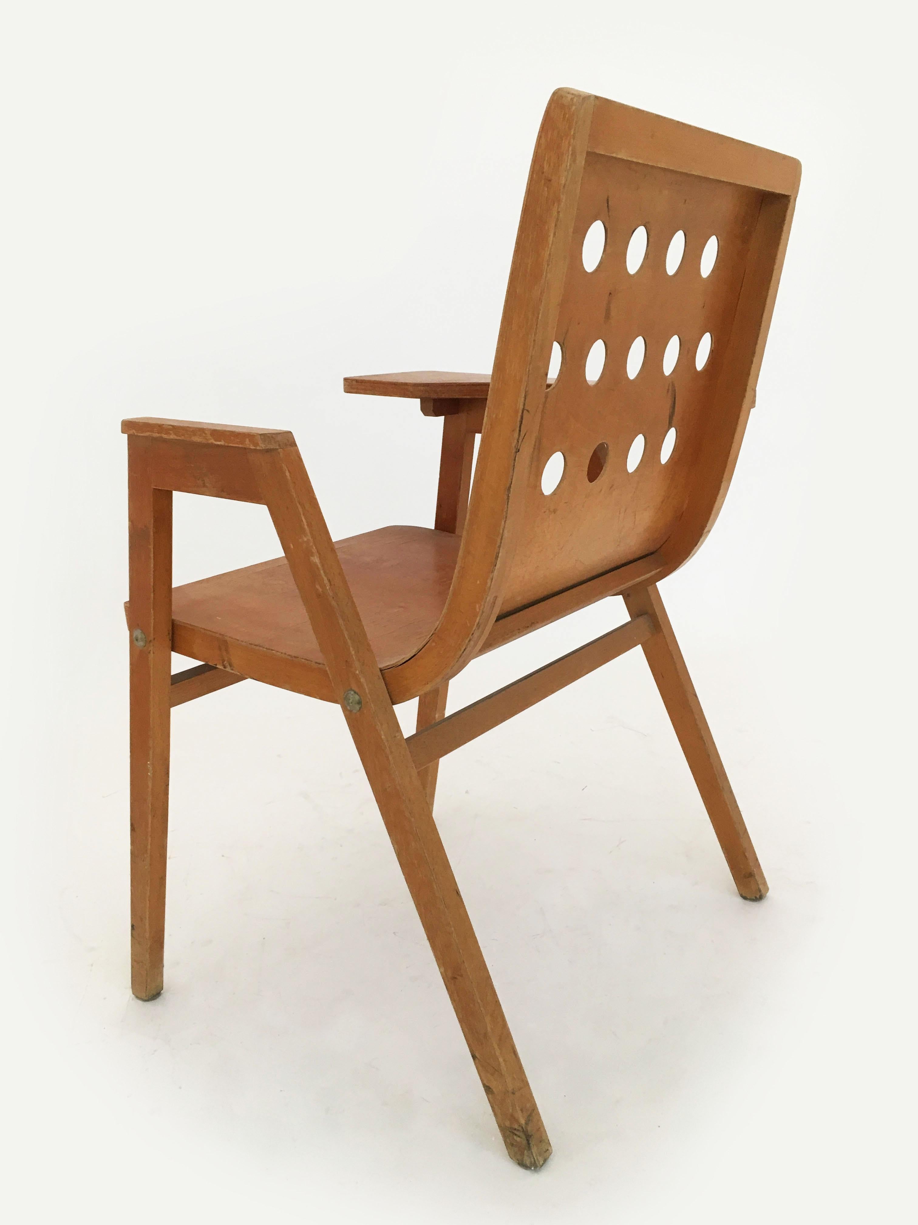Roland Rainer Stadthallen Chair with Writing Desk, Austria, 1950s For Sale 1