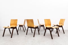 Mid-Century Roland Rainer Style Stacking Chairs in Bent Beech Wood