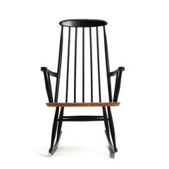 Sedia a dondolo alta Roland Rainer Hagafors Stolfabrik Mid Century Austria 1950s