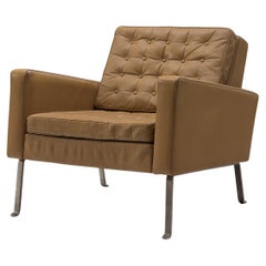 Sedia Easy Roland Ranier in pelle beige e metallo