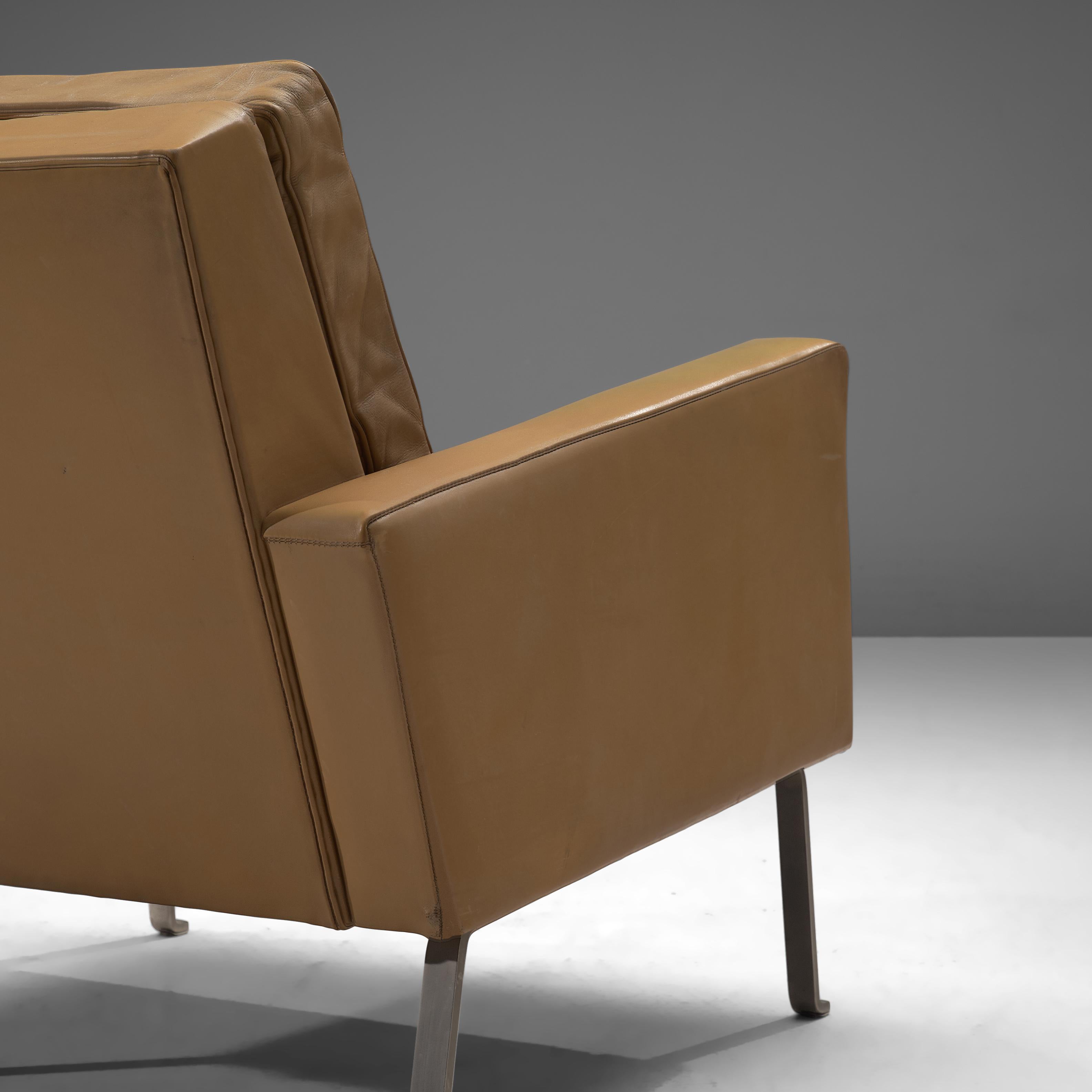 Roland Ranier Easy Chairs in Beige Leather  3