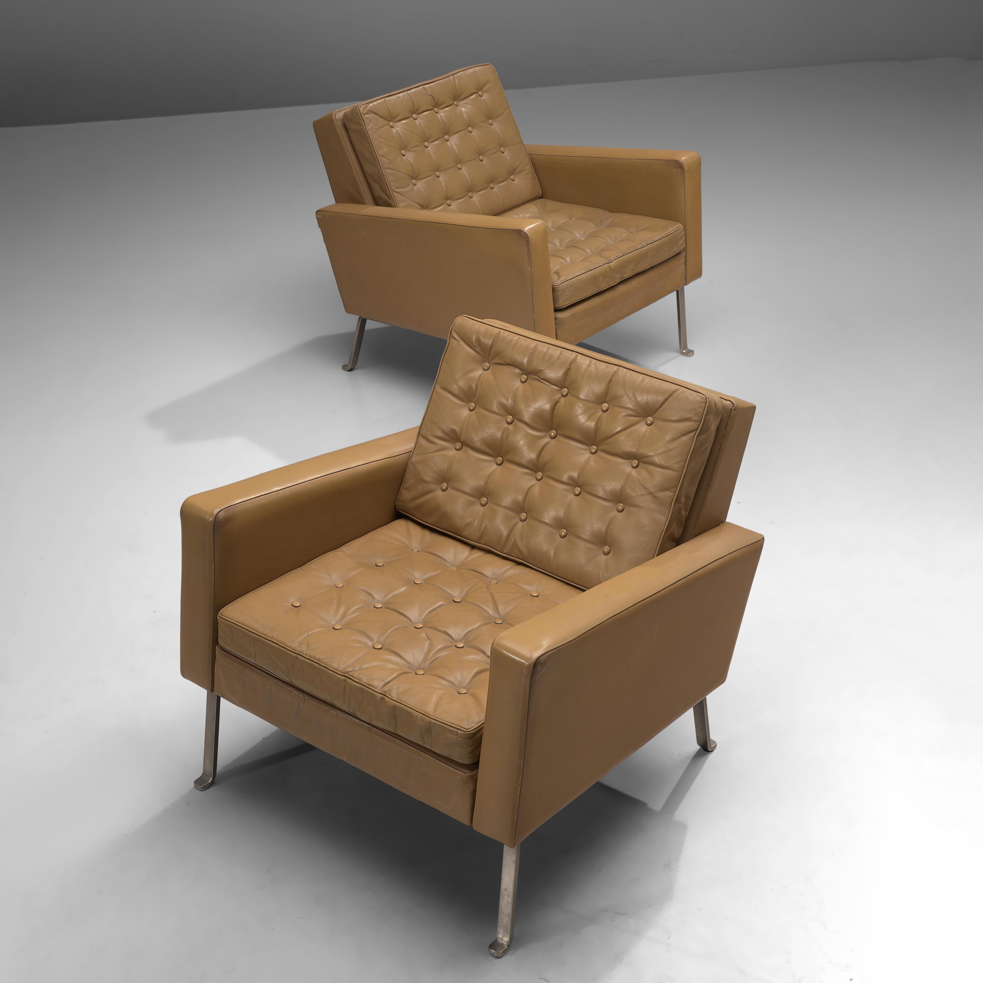 Roland Ranier Easy Chairs in Beige Leather  2