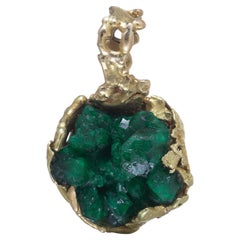 Roland Schad 18ct Gold Rough Emerald Pendant